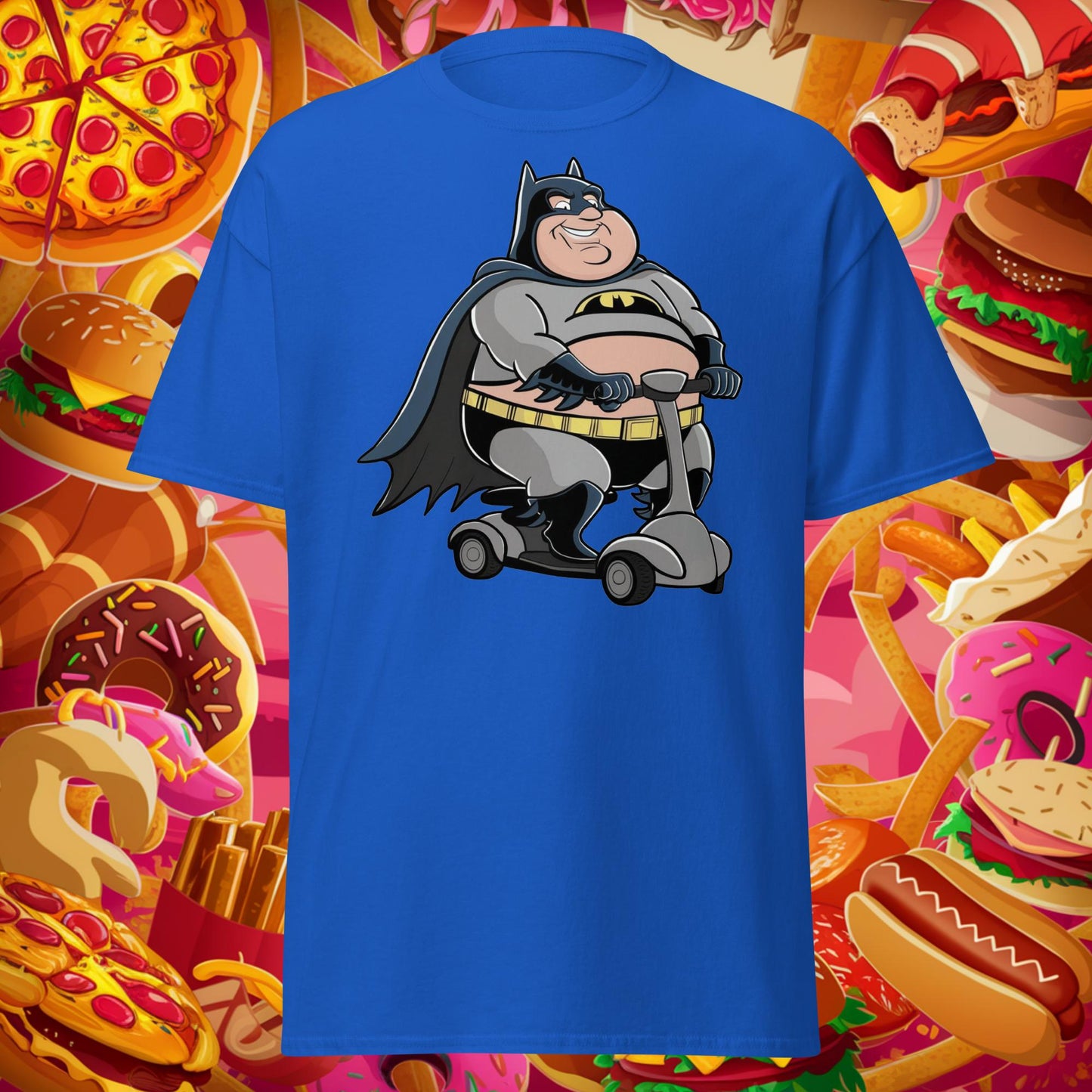 Fatman Fat Superhero Funny Unisex tee Royal T-shirts Batman Movies Superheroes Next Cult Brand