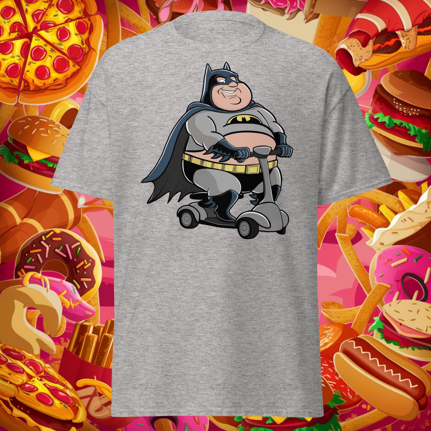 Fatman Fat Superhero Funny Unisex tee Sport Grey T-shirts Batman Movies Superheroes Next Cult Brand