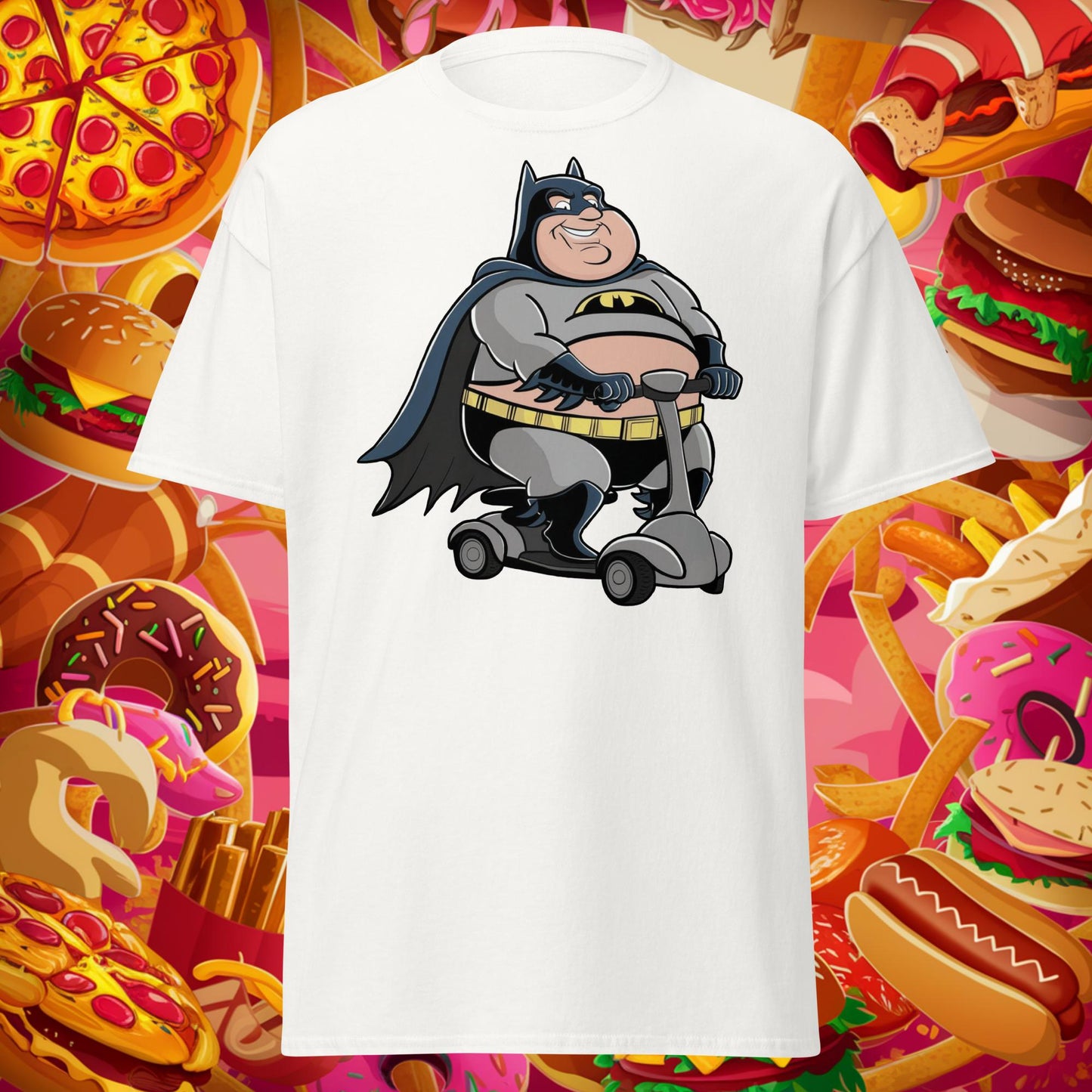 Fatman Fat Superhero Funny Unisex tee White T-shirts Batman Movies Superheroes Next Cult Brand