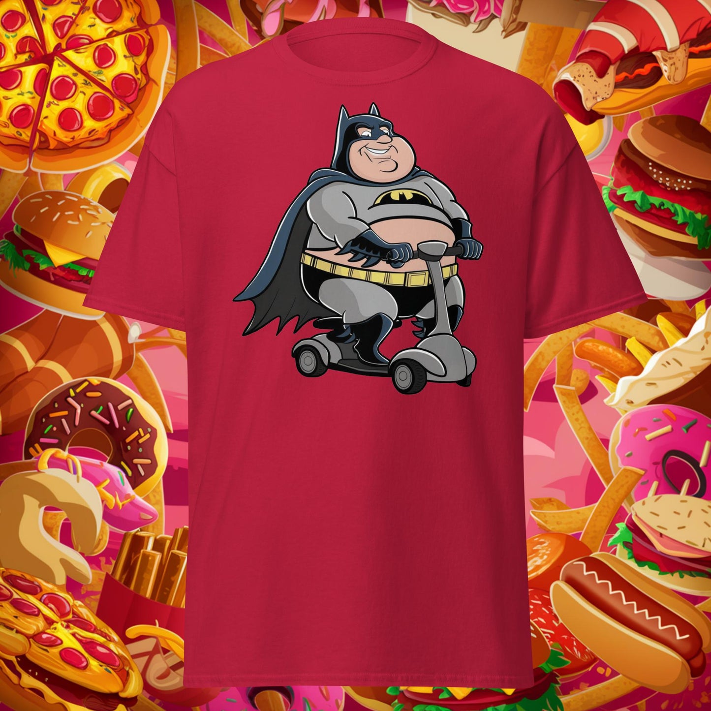 Fatman Fat Superhero Funny Unisex tee Cardinal T-shirts Batman Movies Superheroes Next Cult Brand