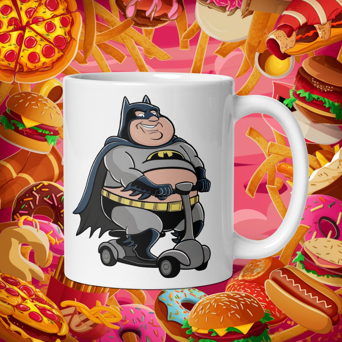 Fatman Fat Superhero Funny White glossy mug Default Title Mugs Batman Movies Superheroes Next Cult Brand