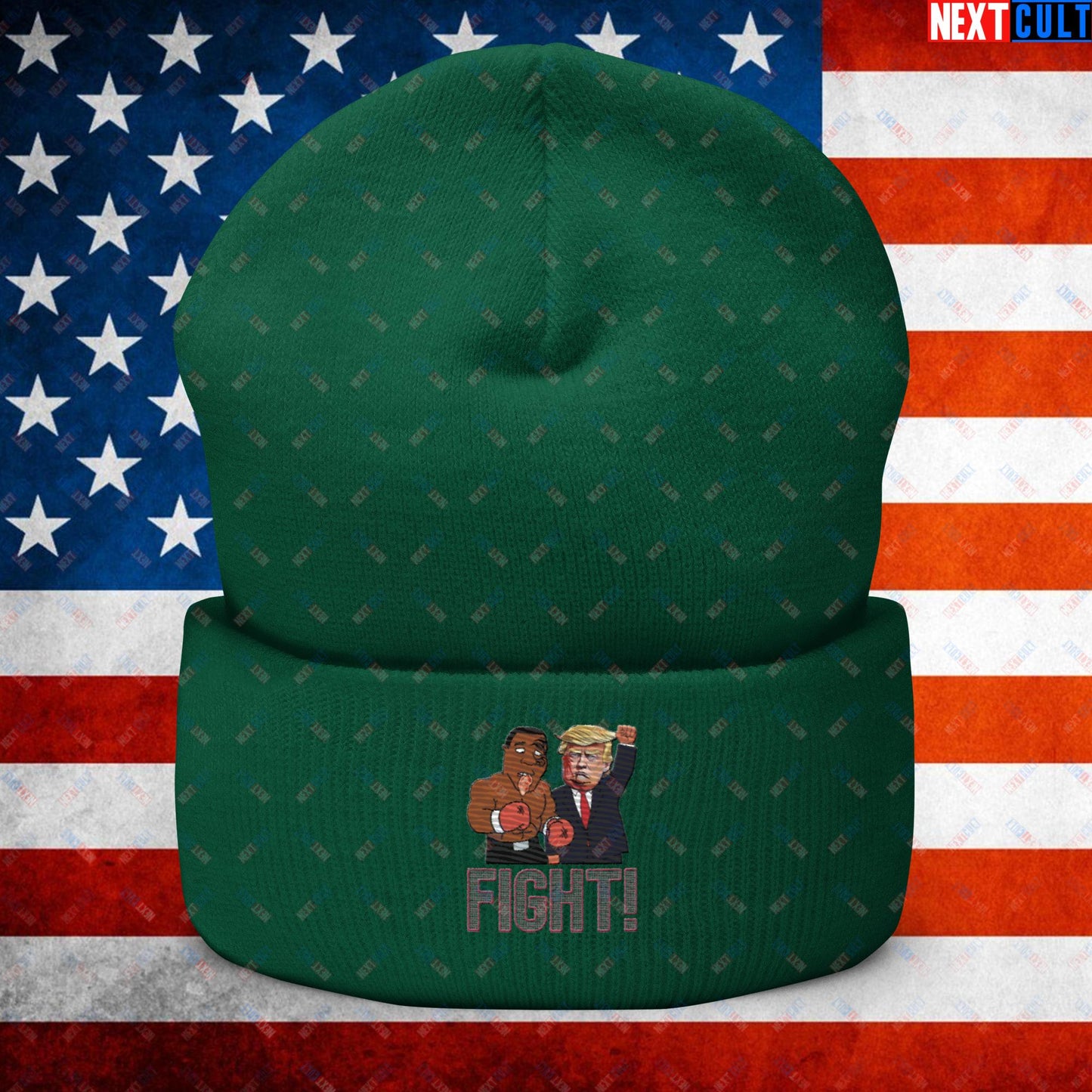 Fight Donald Trump Shooting Meme Funny Mike Tyson Ear Cuffed Beanie Spruce Hats Boxing Conspiracy Theories Donald Trump Mike Tyson Politics Republicans Next Cult Brand