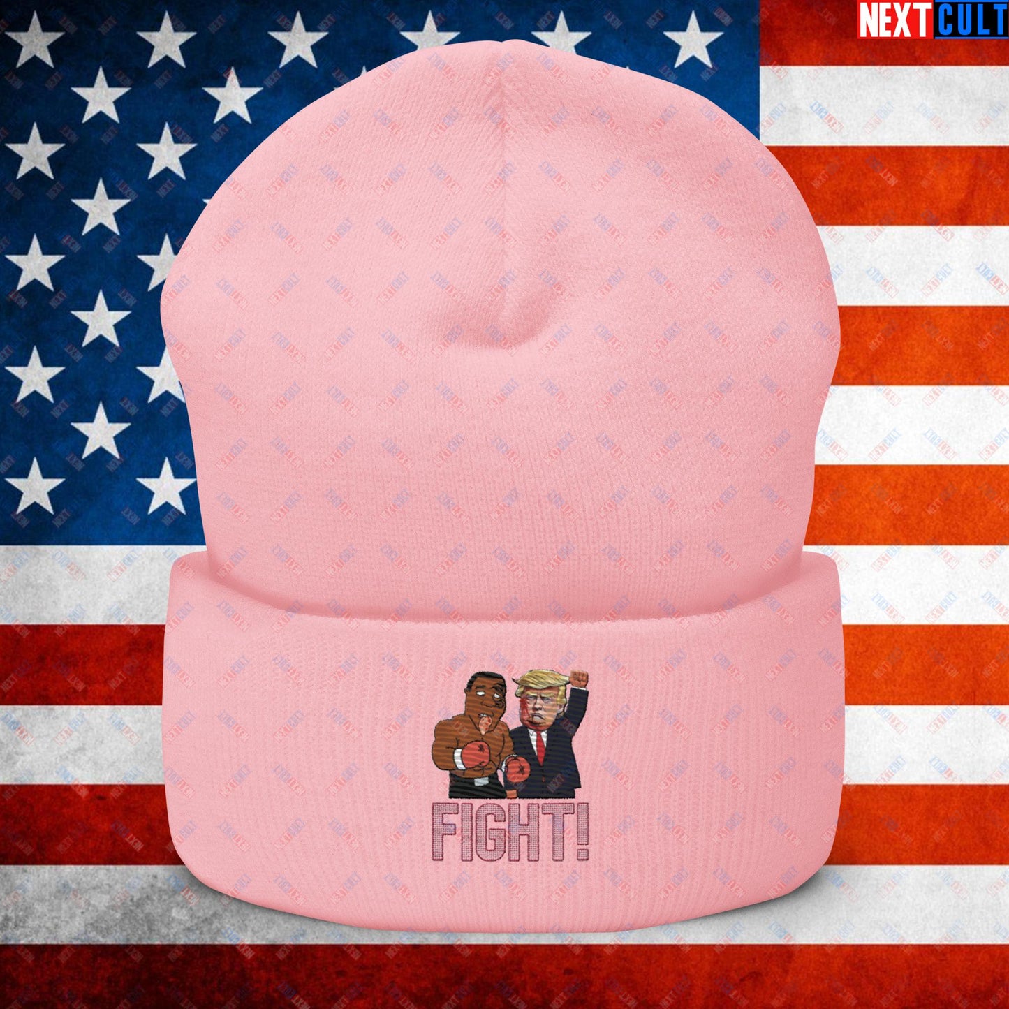 Fight Donald Trump Shooting Meme Funny Mike Tyson Ear Cuffed Beanie Baby Pink Hats Boxing Conspiracy Theories Donald Trump Mike Tyson Politics Republicans Next Cult Brand