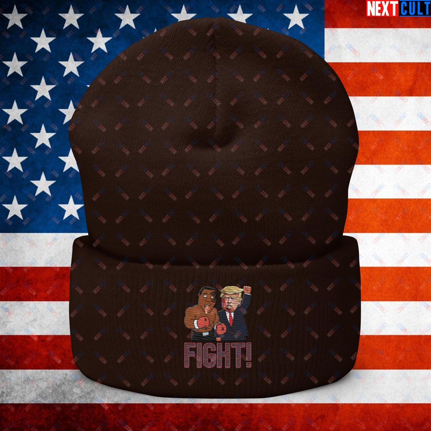 Fight Donald Trump Shooting Meme Funny Mike Tyson Ear Cuffed Beanie Brown Hats Boxing Conspiracy Theories Donald Trump Mike Tyson Politics Republicans Next Cult Brand