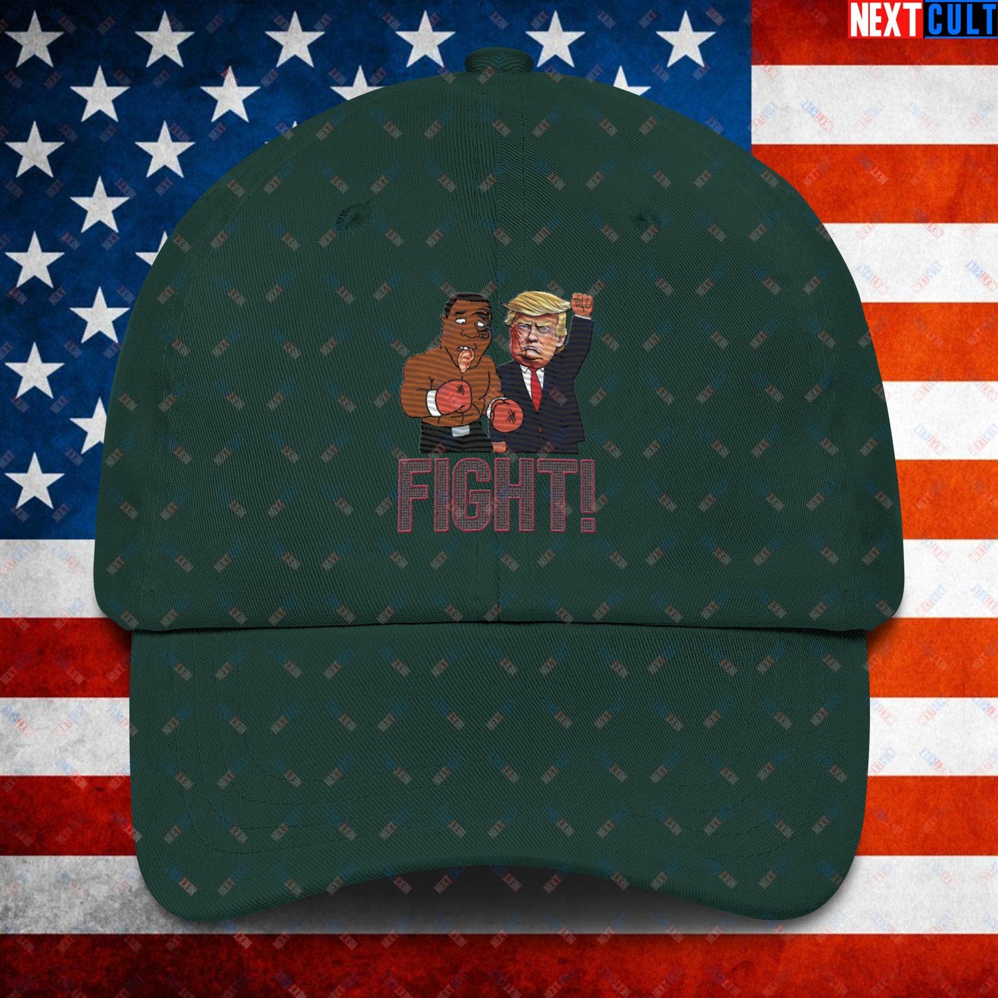 Fight Donald Trump Shooting Meme Funny Mike Tyson Ear Dad hat Spruce Hats Boxing Conspiracy Theories Donald Trump Mike Tyson Politics Republicans Next Cult Brand
