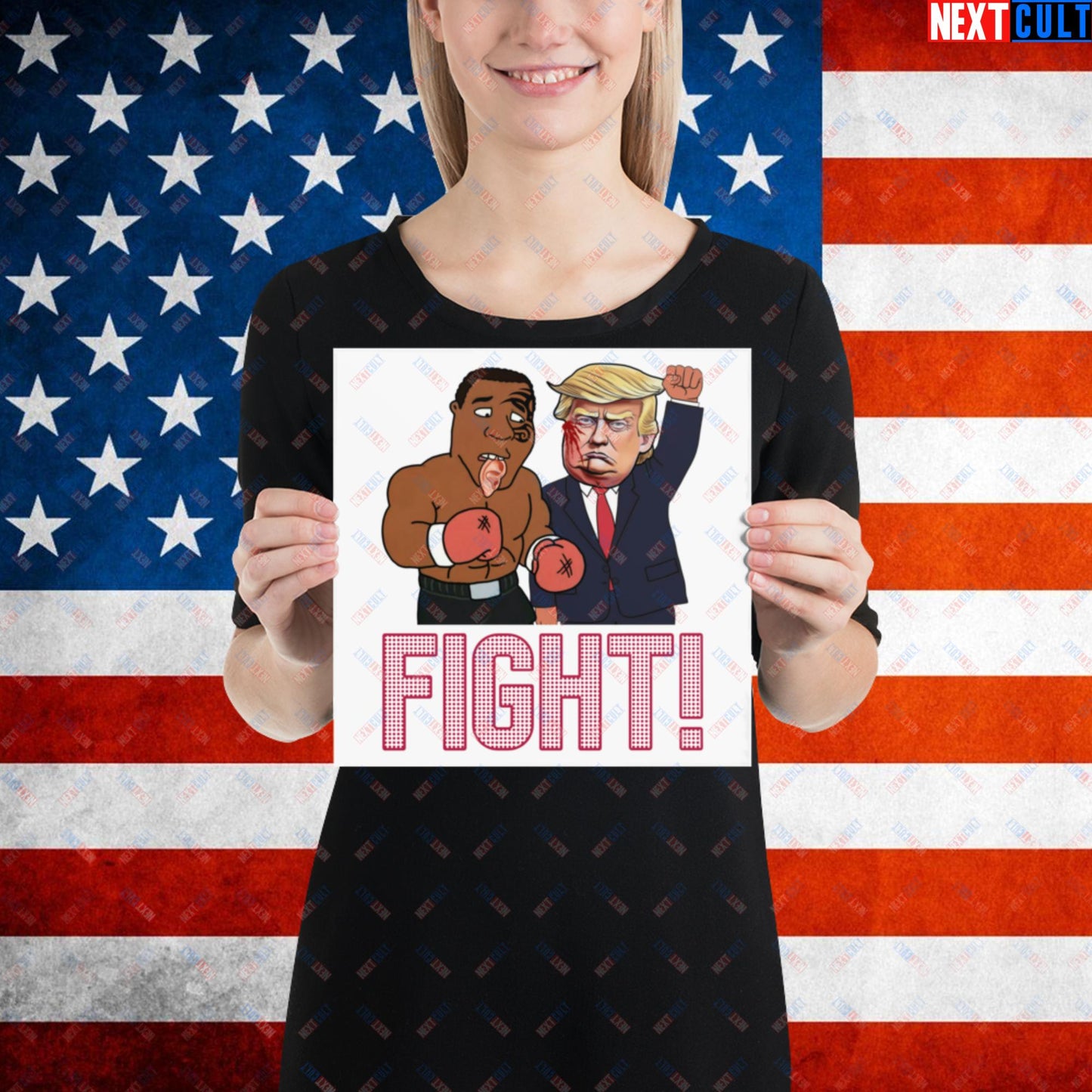 Fight Donald Trump Shooting Meme Funny Mike Tyson Ear Poster 10″×10″ Posters Boxing Conspiracy Theories Donald Trump Mike Tyson Politics Republicans Next Cult Brand