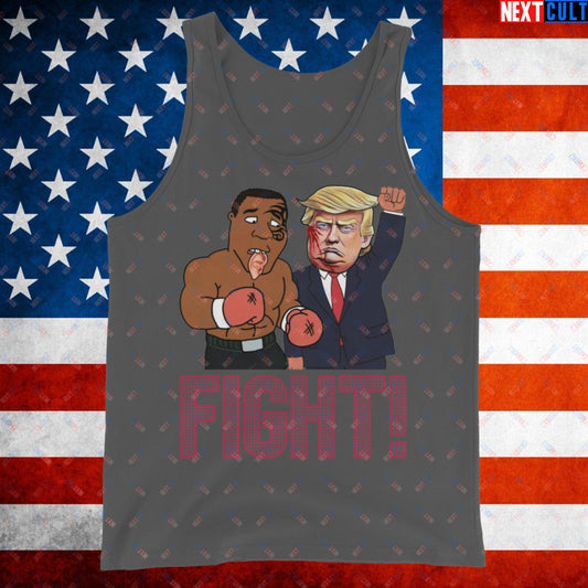 Fight Donald Trump Shooting Meme Funny Mike Tyson Ear Tank Top Asphalt Tank Tops Boxing Conspiracy Theories Donald Trump Mike Tyson Politics Republicans Next Cult Brand