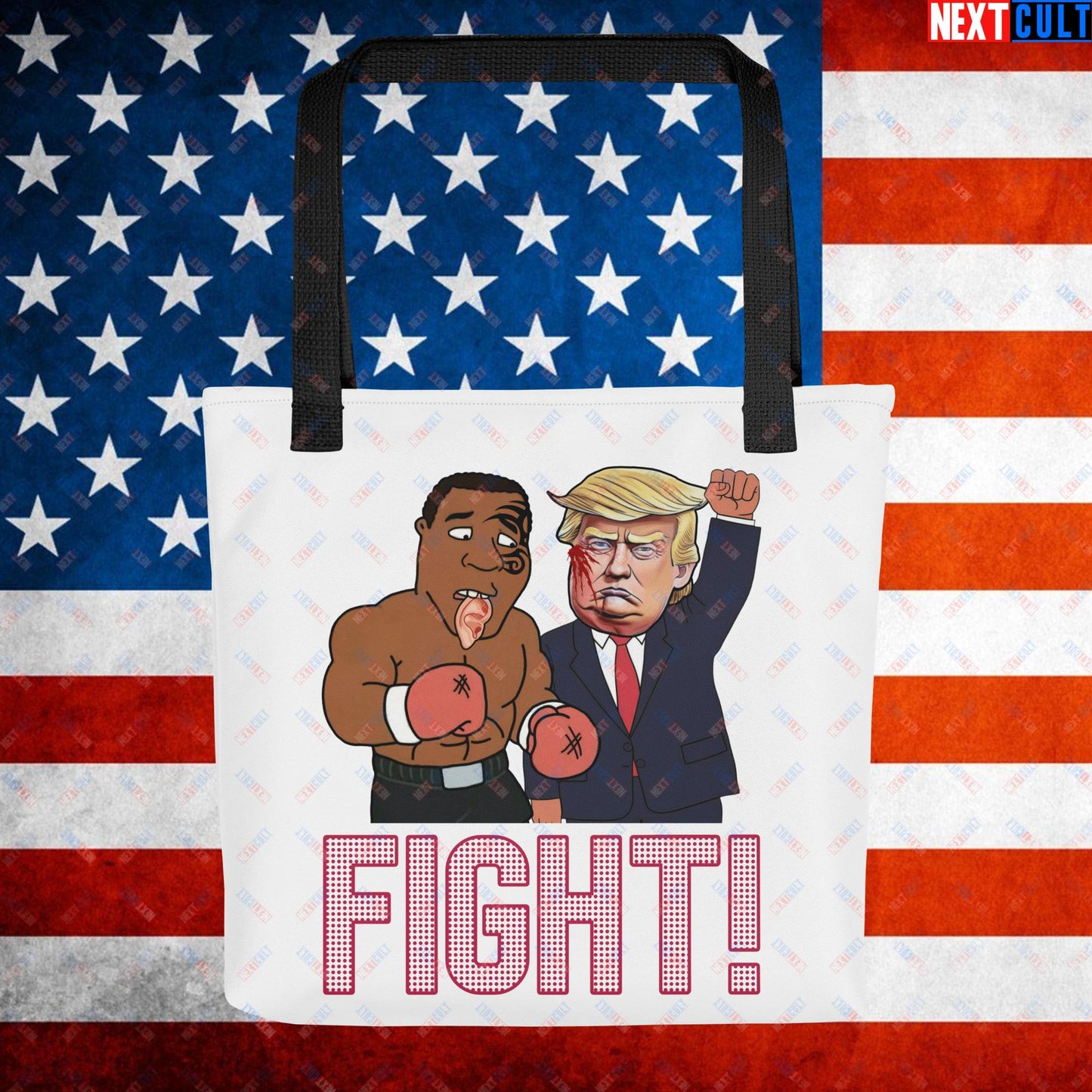 Fight Donald Trump Shooting Meme Funny Mike Tyson Ear Tote bag Default Title Bags Boxing Conspiracy Theories Donald Trump Mike Tyson Politics Republicans Next Cult Brand