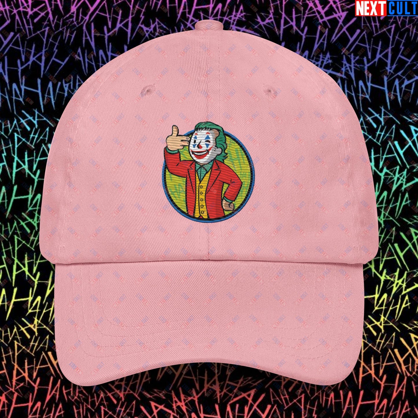 Funny Boy Joker Vault Boy Fallout Funny Cartoon Mashup Dad hat Pink Hats Joaquin Phoenix Joker Movies Next Cult Brand