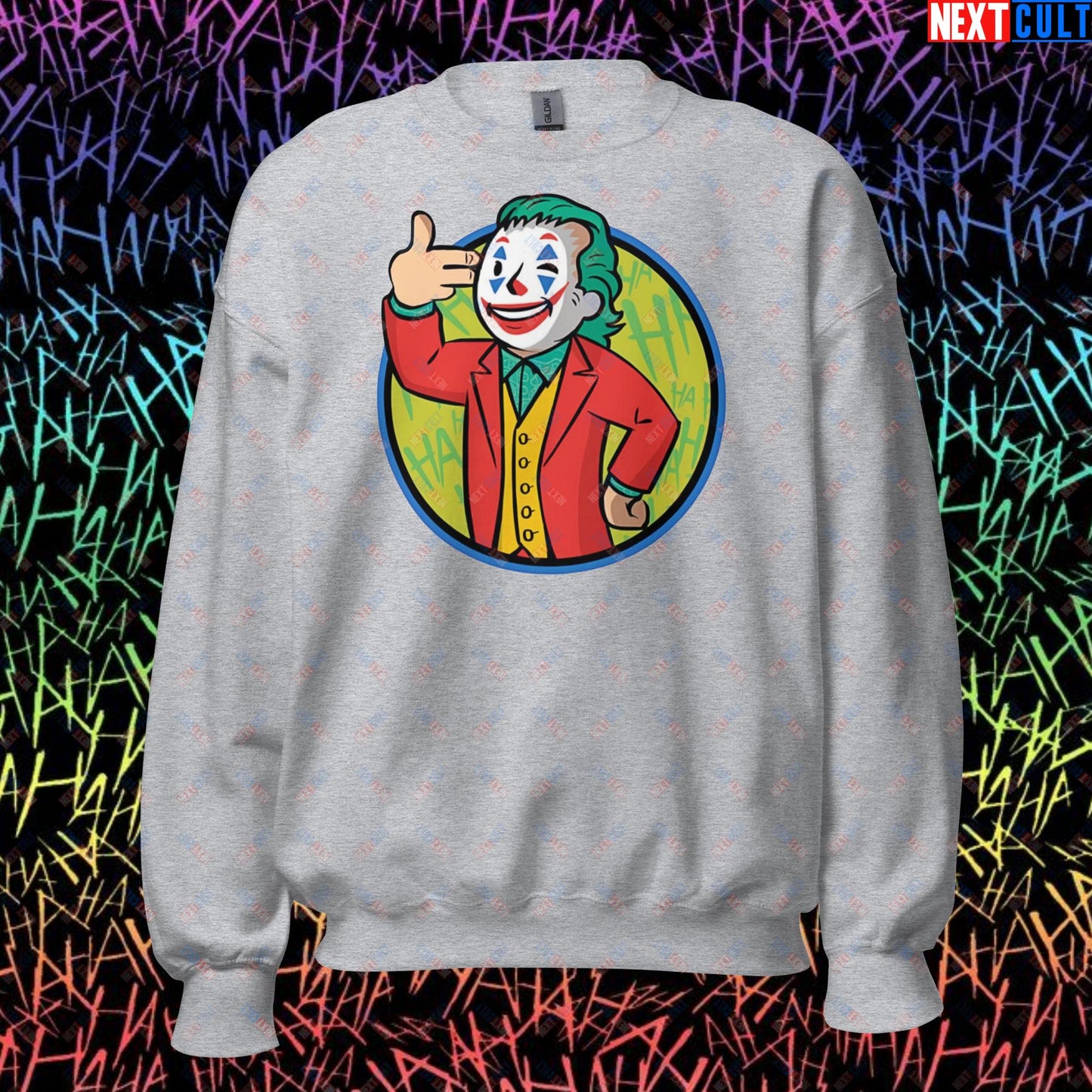 Funny Boy Joker Vault Boy Fallout Funny Cartoon Mashup Unisex Sweatshirt Sport Grey Sweatshirts Joaquin Phoenix Joker Movies Next Cult Brand