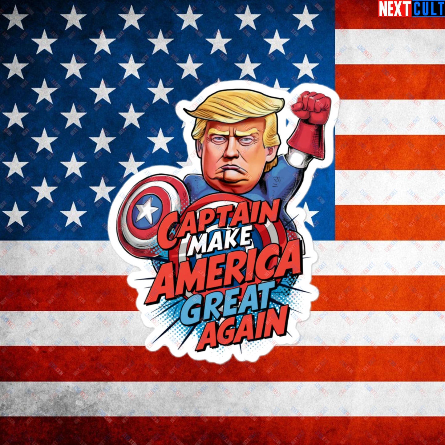 Funny Donald Trump Captain Make America Great Again MAGA Bubble-free stickers 4″×4″ Stickers Conspiracy Theories Donald Trump Politics Republicans Next Cult Brand