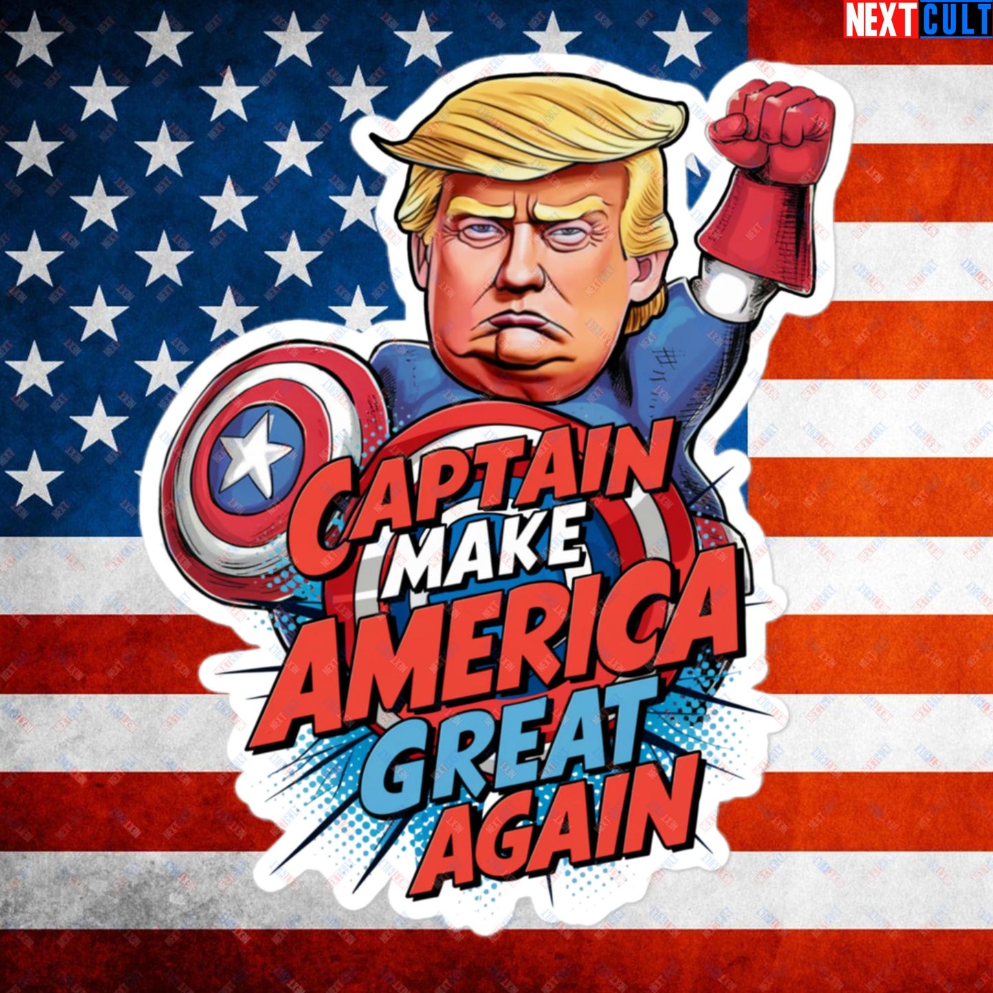 Funny Donald Trump Captain Make America Great Again MAGA Bubble-free stickers 5.5″×5.5″ Stickers Conspiracy Theories Donald Trump Politics Republicans Next Cult Brand