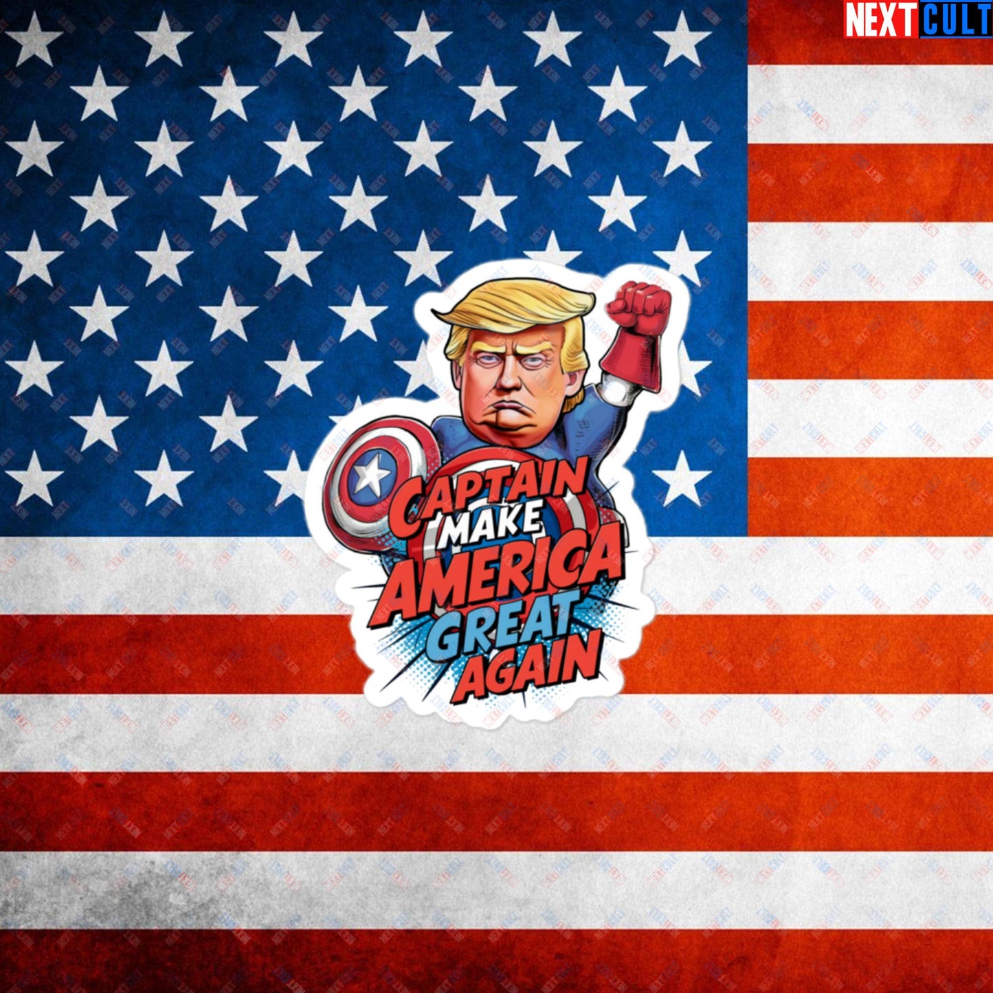 Funny Donald Trump Captain Make America Great Again MAGA Bubble-free stickers 3″×3″ Stickers Conspiracy Theories Donald Trump Politics Republicans Next Cult Brand