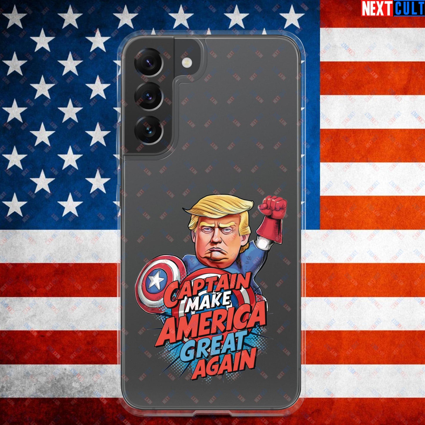 Funny Donald Trump Captain Make America Great Again MAGA Clear Case for Samsung Samsung Galaxy S22 Plus Mobile Phone Cases Conspiracy Theories Donald Trump Politics Republicans Next Cult Brand