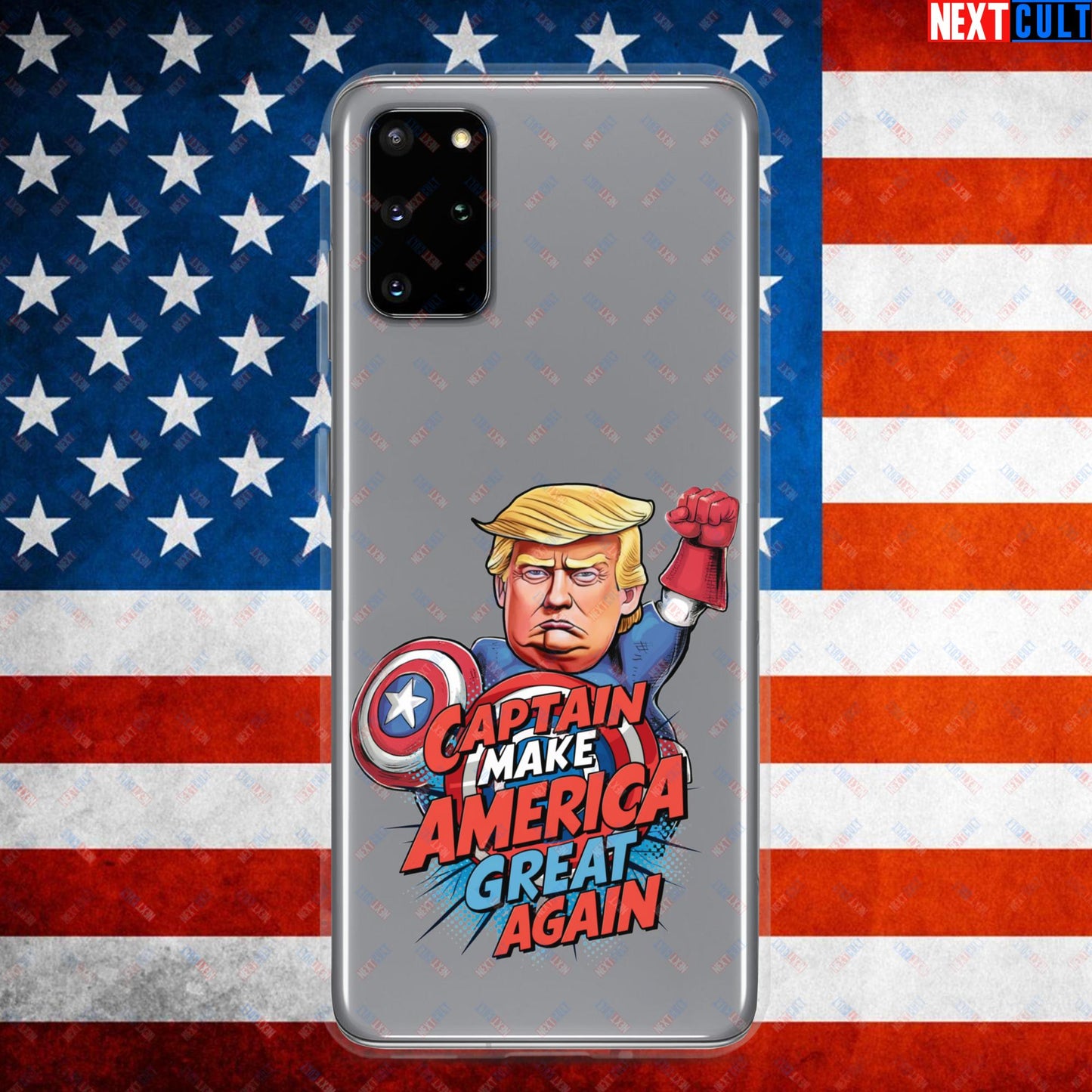 Funny Donald Trump Captain Make America Great Again MAGA Clear Case for Samsung Samsung Galaxy S20 Plus Mobile Phone Cases Conspiracy Theories Donald Trump Politics Republicans Next Cult Brand