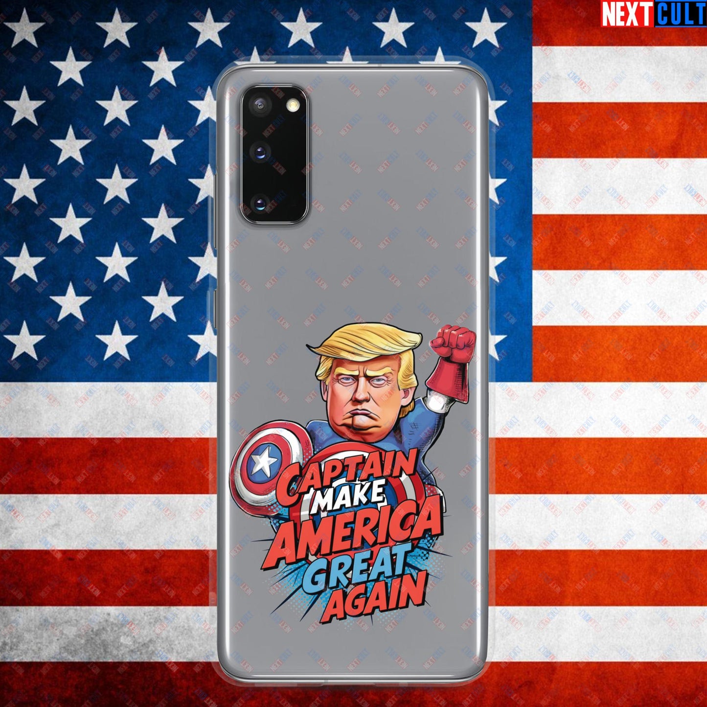 Funny Donald Trump Captain Make America Great Again MAGA Clear Case for Samsung Samsung Galaxy S20 Mobile Phone Cases Conspiracy Theories Donald Trump Politics Republicans Next Cult Brand