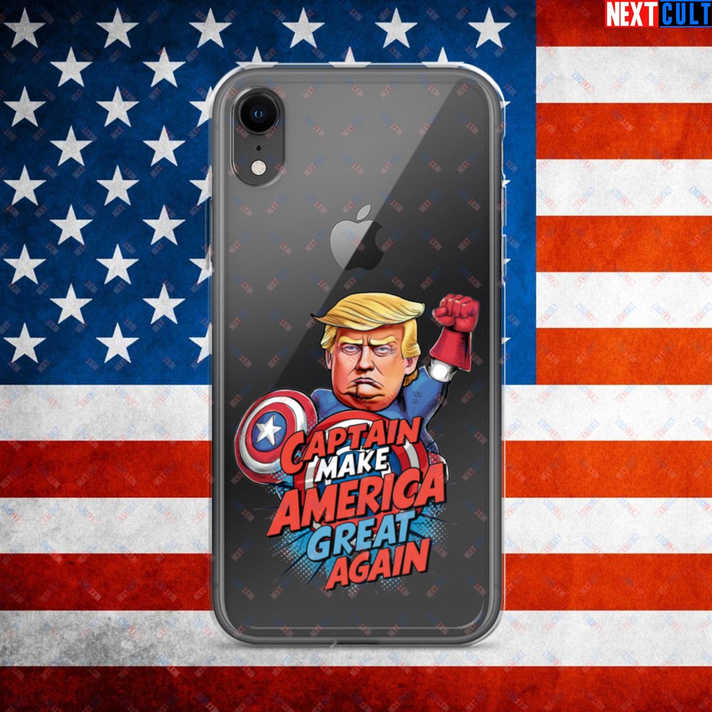 Funny Donald Trump Captain Make America Great Again MAGA Clear Case for iPhone iPhone XR Mobile Phone Cases Conspiracy Theories Donald Trump Politics Republicans Next Cult Brand
