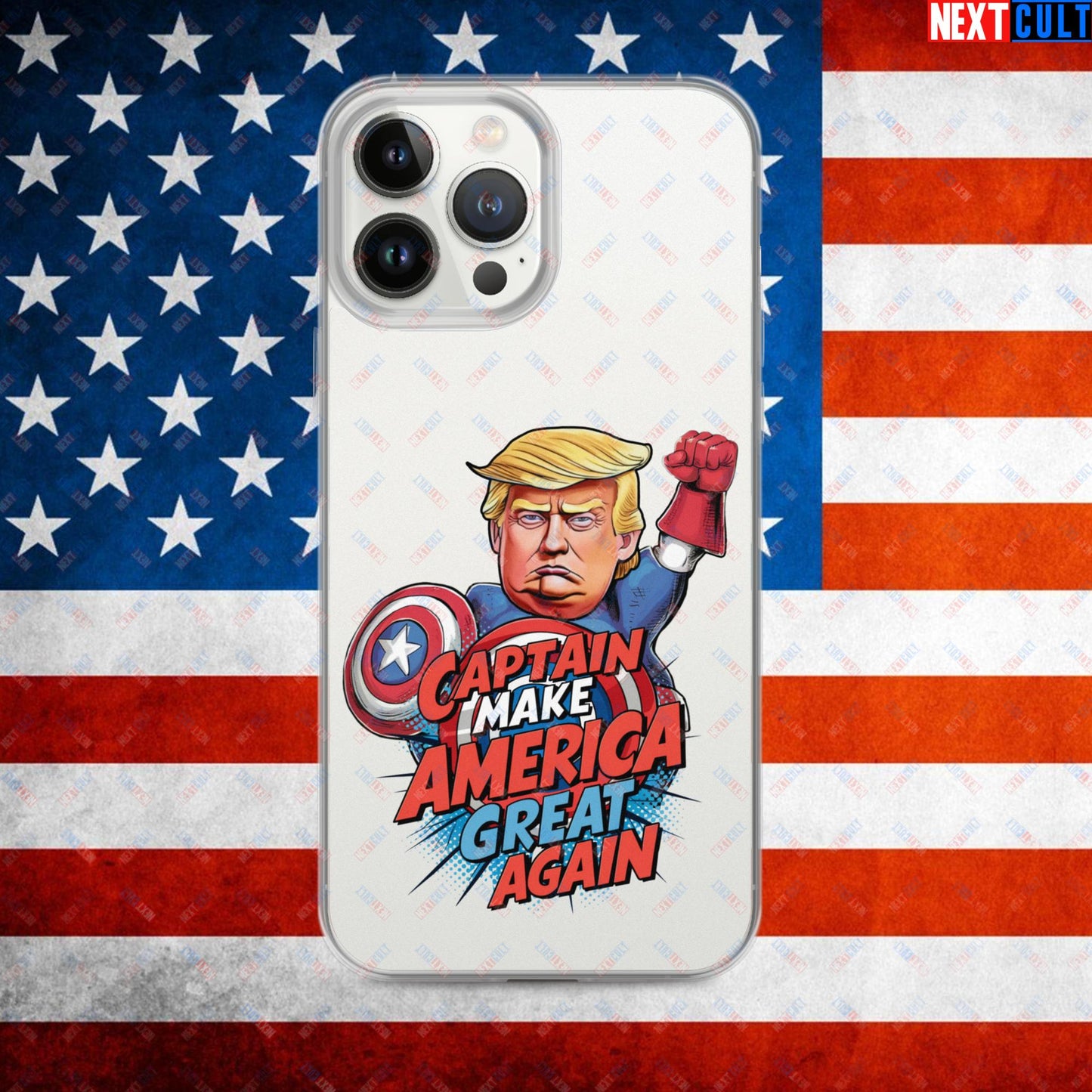 Funny Donald Trump Captain Make America Great Again MAGA Clear Case for iPhone iPhone 13 Pro Max Mobile Phone Cases Conspiracy Theories Donald Trump Politics Republicans Next Cult Brand