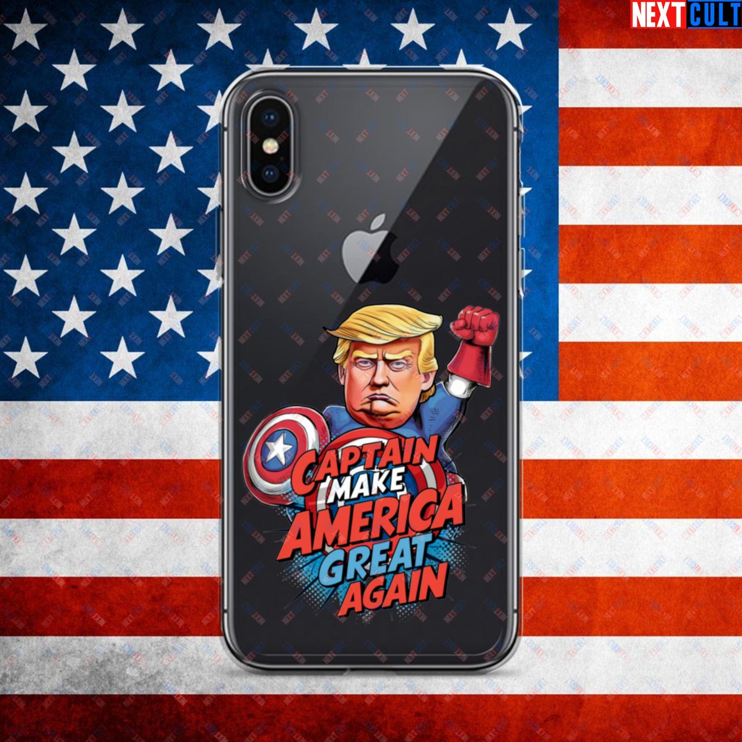 Funny Donald Trump Captain Make America Great Again MAGA Clear Case for iPhone iPhone X XS Mobile Phone Cases Conspiracy Theories Donald Trump Politics Republicans Next Cult Brand