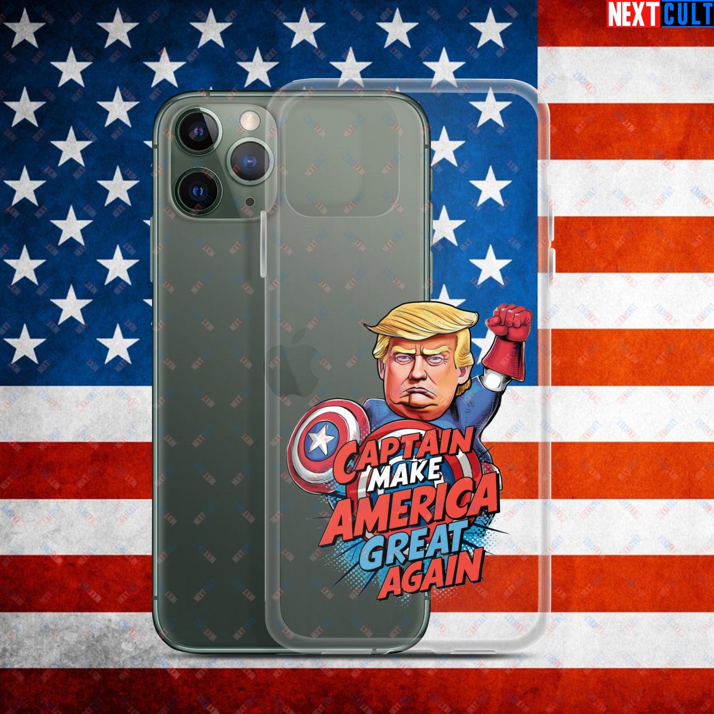 Funny Donald Trump Captain Make America Great Again MAGA Clear Case for iPhone iPhone 11 Pro Mobile Phone Cases Conspiracy Theories Donald Trump Politics Republicans Next Cult Brand