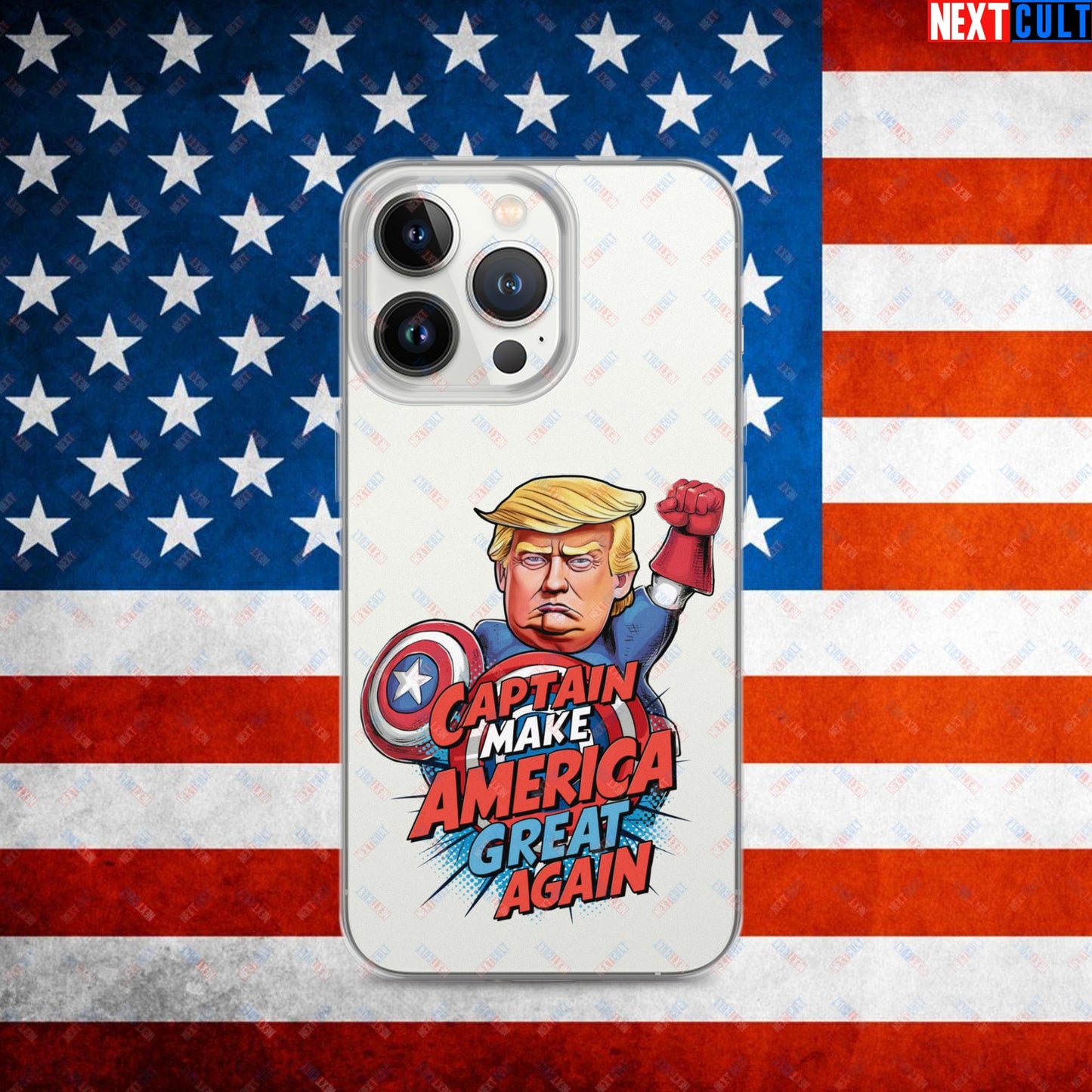 Funny Donald Trump Captain Make America Great Again MAGA Clear Case for iPhone iPhone 13 Pro Mobile Phone Cases Conspiracy Theories Donald Trump Politics Republicans Next Cult Brand
