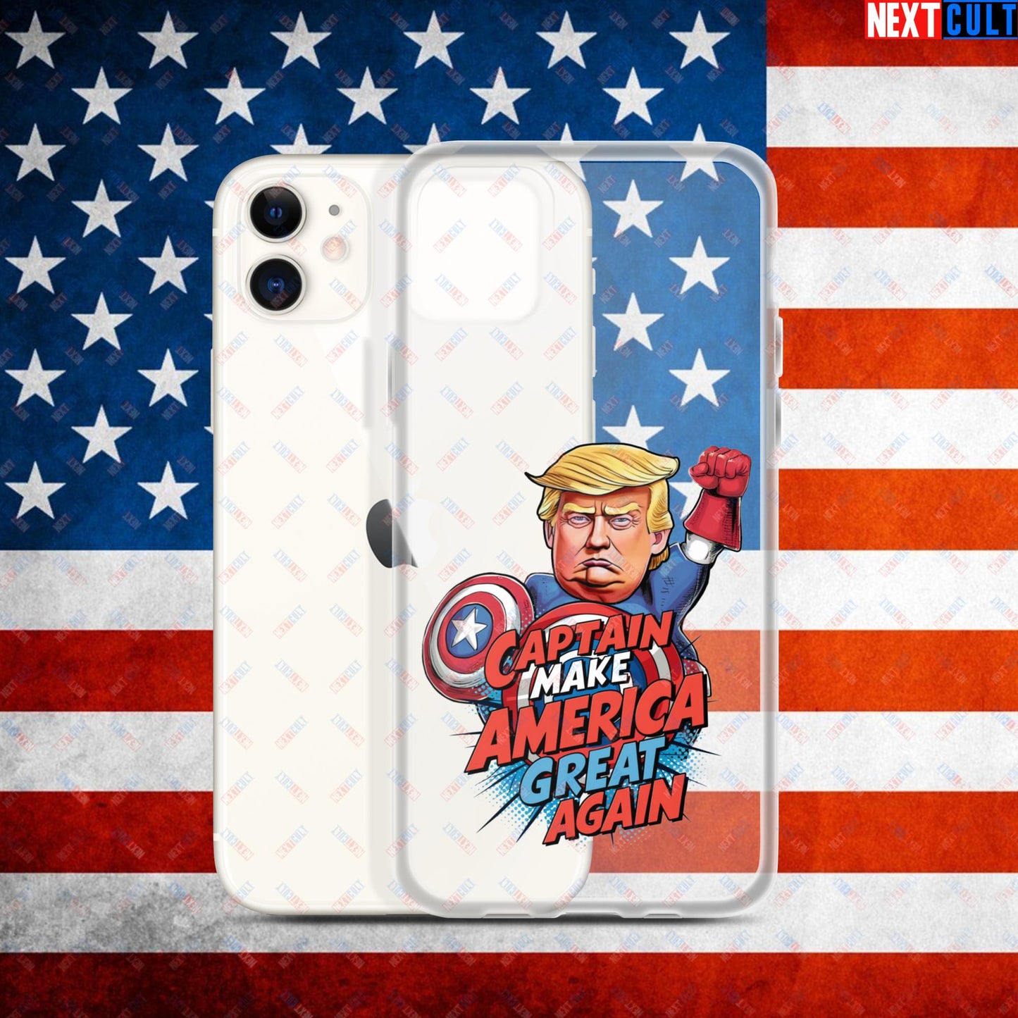 Funny Donald Trump Captain Make America Great Again MAGA Clear Case for iPhone iPhone 11 Mobile Phone Cases Conspiracy Theories Donald Trump Politics Republicans Next Cult Brand