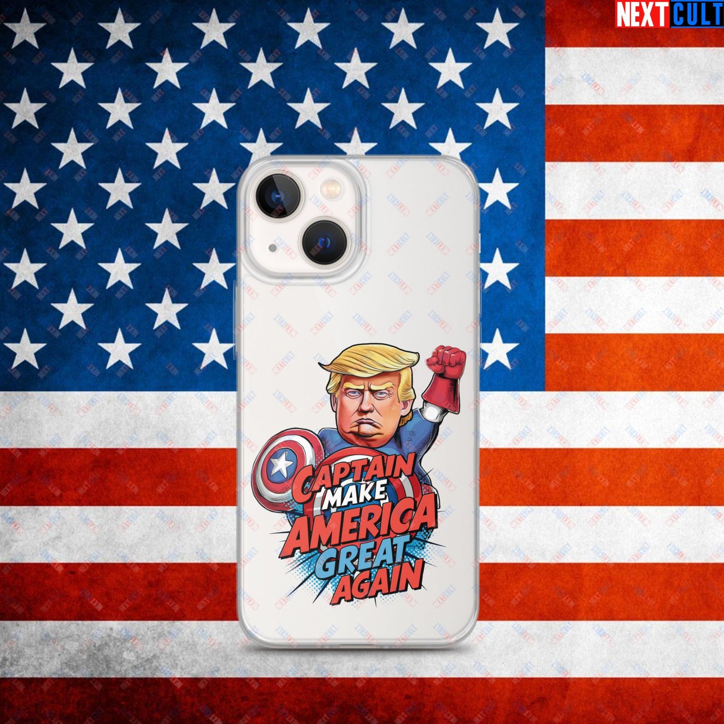 Funny Donald Trump Captain Make America Great Again MAGA Clear Case for iPhone iPhone 13 mini Mobile Phone Cases Conspiracy Theories Donald Trump Politics Republicans Next Cult Brand