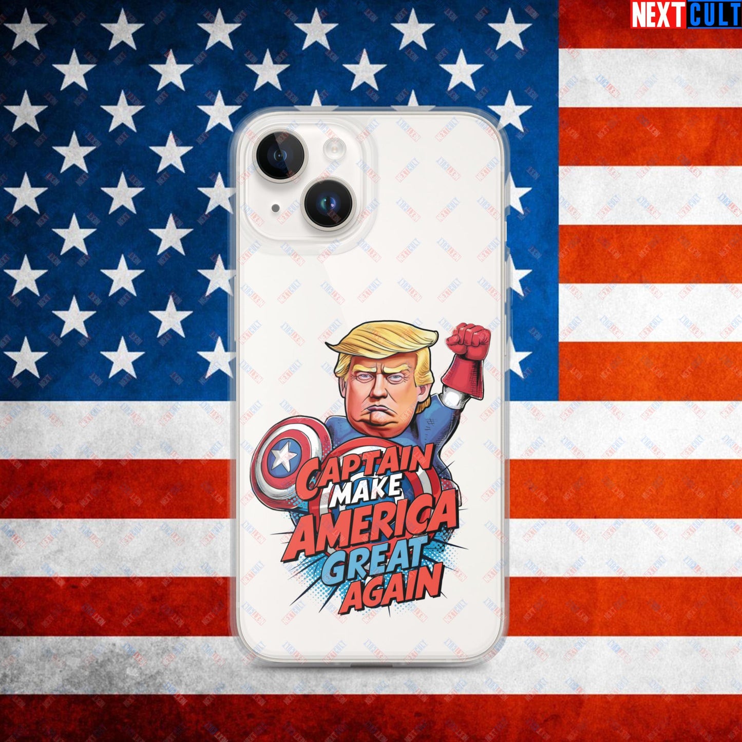 Funny Donald Trump Captain Make America Great Again MAGA Clear Case for iPhone iPhone 14 Mobile Phone Cases Conspiracy Theories Donald Trump Politics Republicans Next Cult Brand