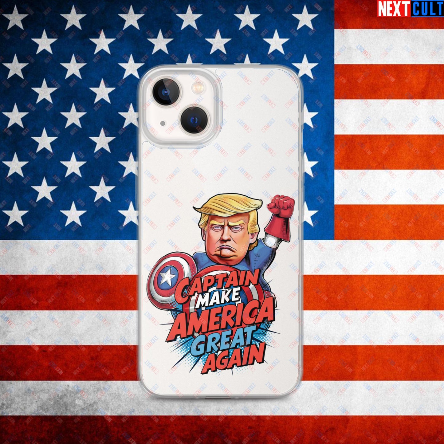 Funny Donald Trump Captain Make America Great Again MAGA Clear Case for iPhone iPhone 13 Mobile Phone Cases Conspiracy Theories Donald Trump Politics Republicans Next Cult Brand
