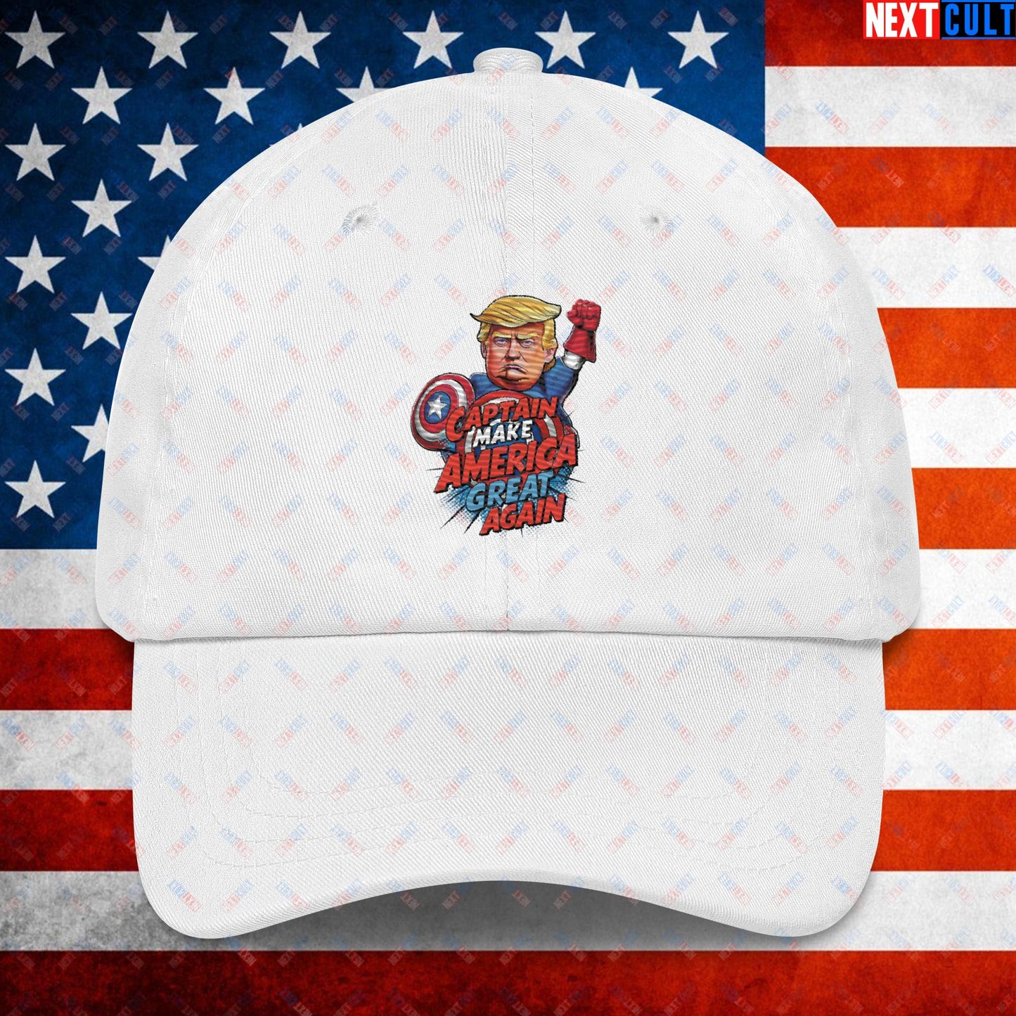 Funny Donald Trump Captain Make America Great Again MAGA Dad hat White Hats Conspiracy Theories Donald Trump Politics Republicans Next Cult Brand