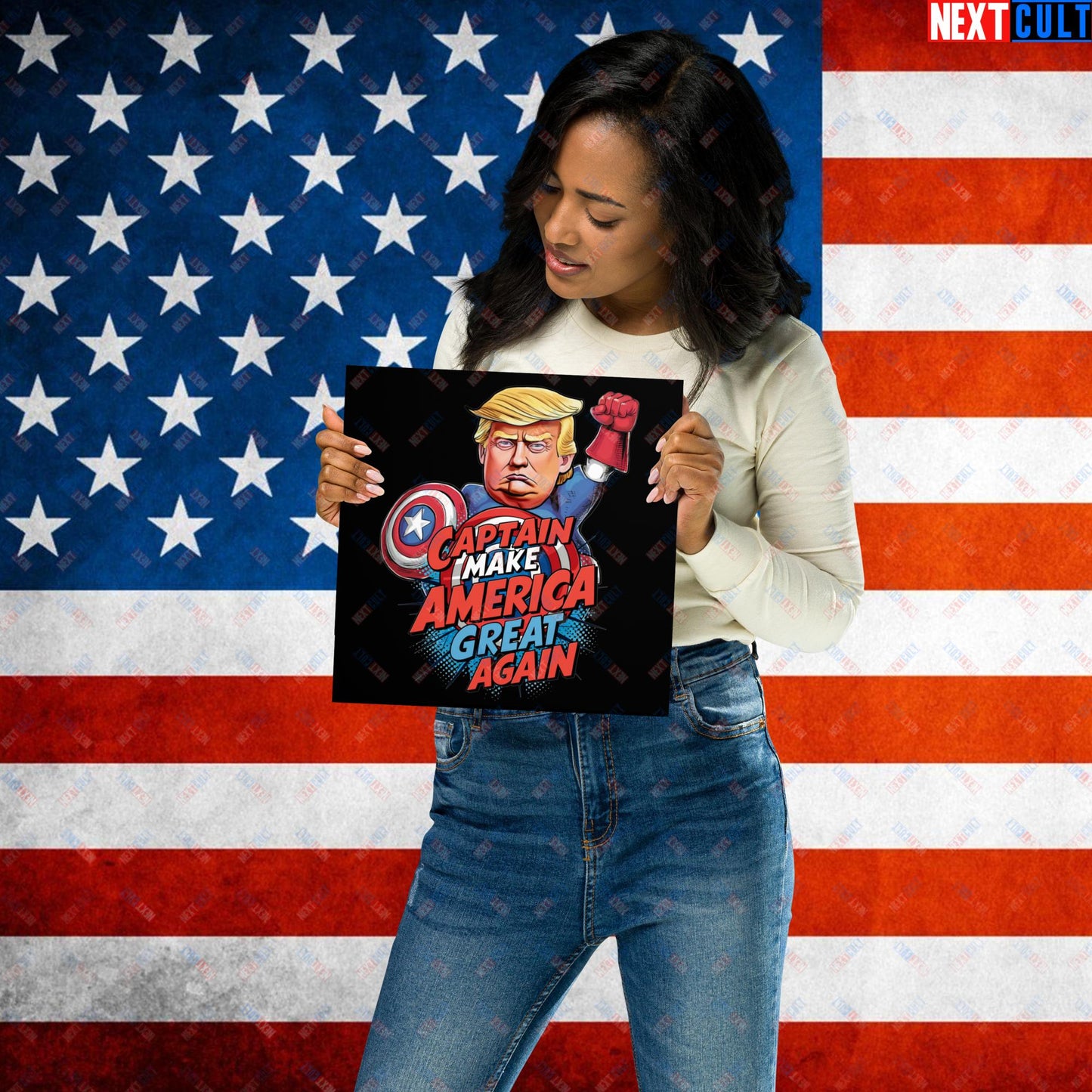 Funny Donald Trump Captain Make America Great Again MAGA Poster 10″×10″ Posters Conspiracy Theories Donald Trump Politics Republicans Next Cult Brand