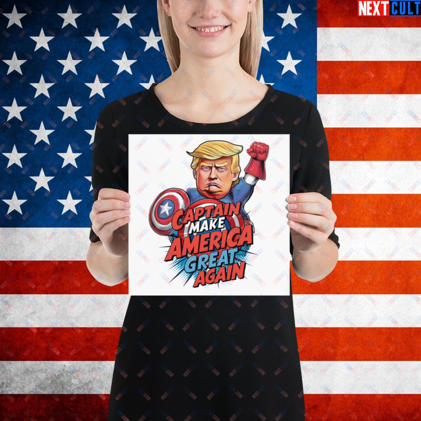 Funny Donald Trump Captain Make America Great Again MAGA Poster 10″×10″ Posters Conspiracy Theories Donald Trump Politics Republicans Next Cult Brand