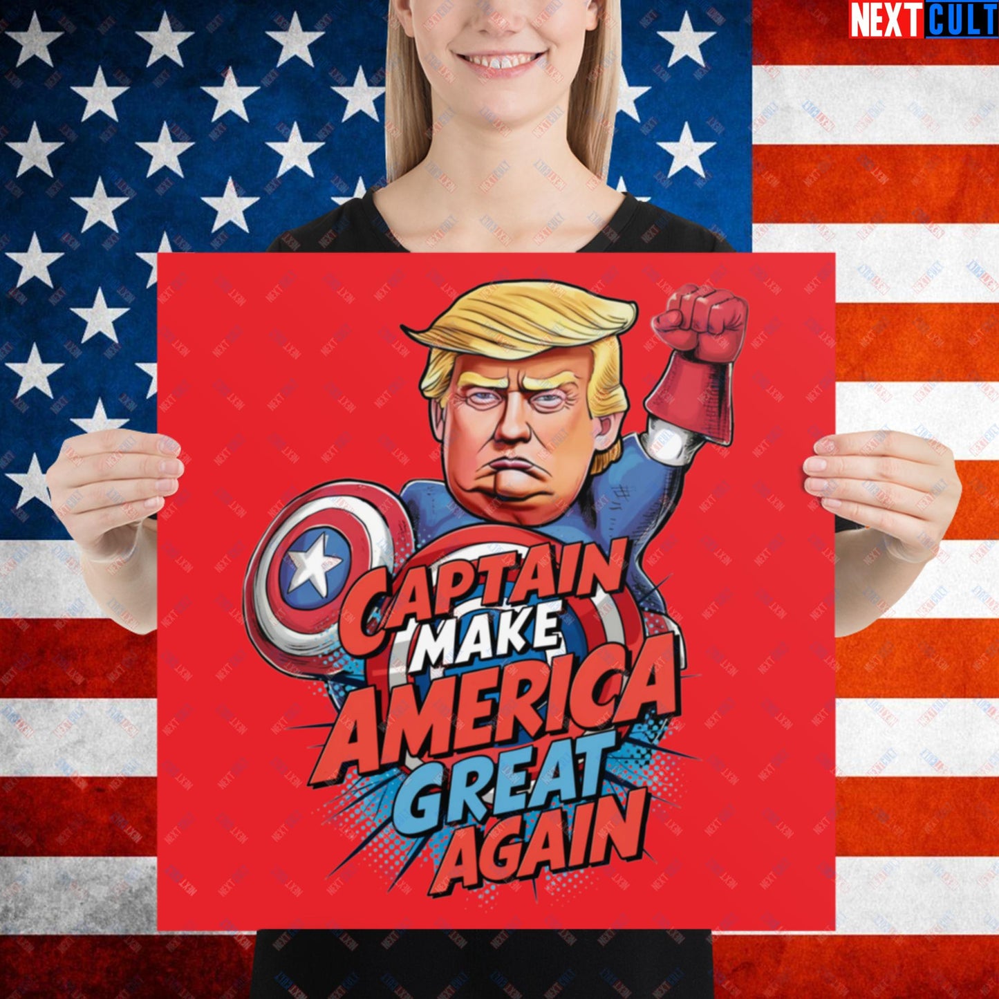 Funny Donald Trump Captain Make America Great Again MAGA Poster 18″×18″ Posters Conspiracy Theories Donald Trump Politics Republicans Next Cult Brand