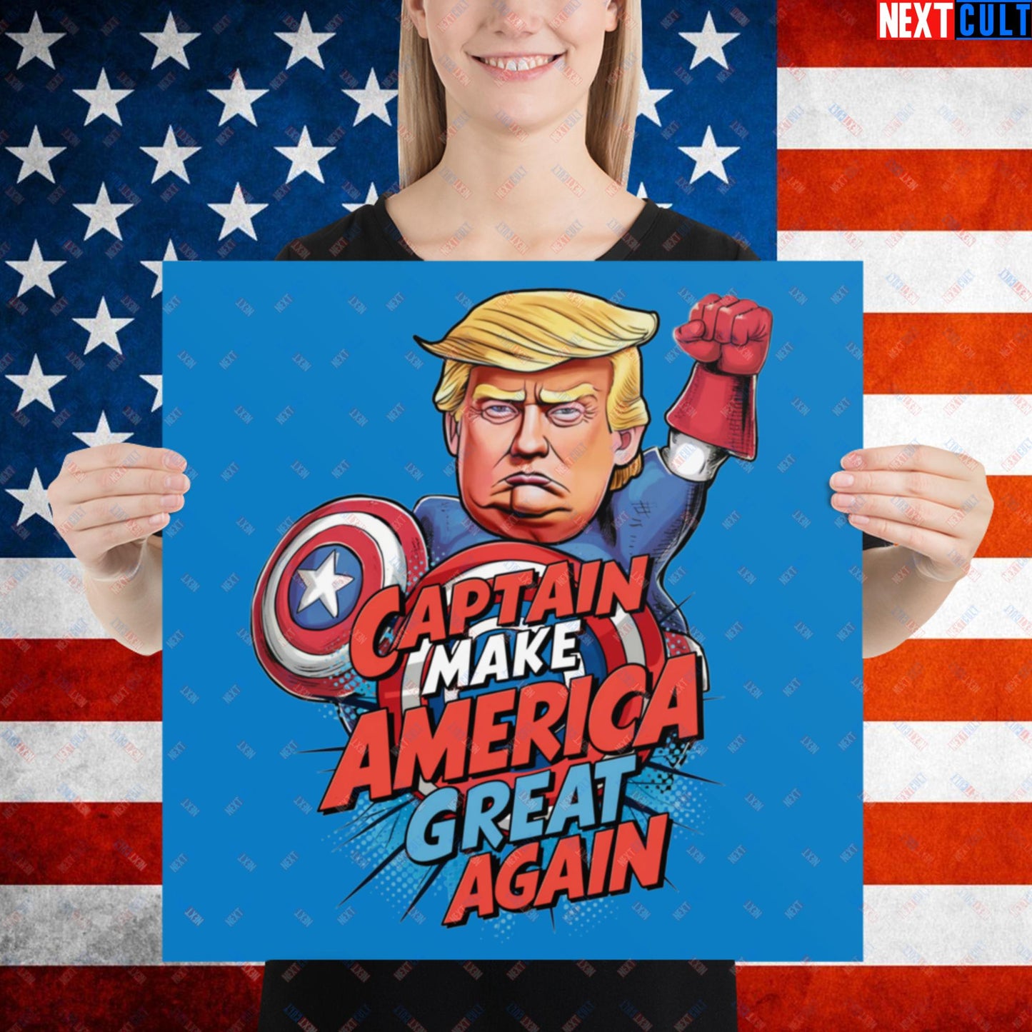 Funny Donald Trump Captain Make America Great Again MAGA Poster 18″×18″ Posters Conspiracy Theories Donald Trump Politics Republicans Next Cult Brand