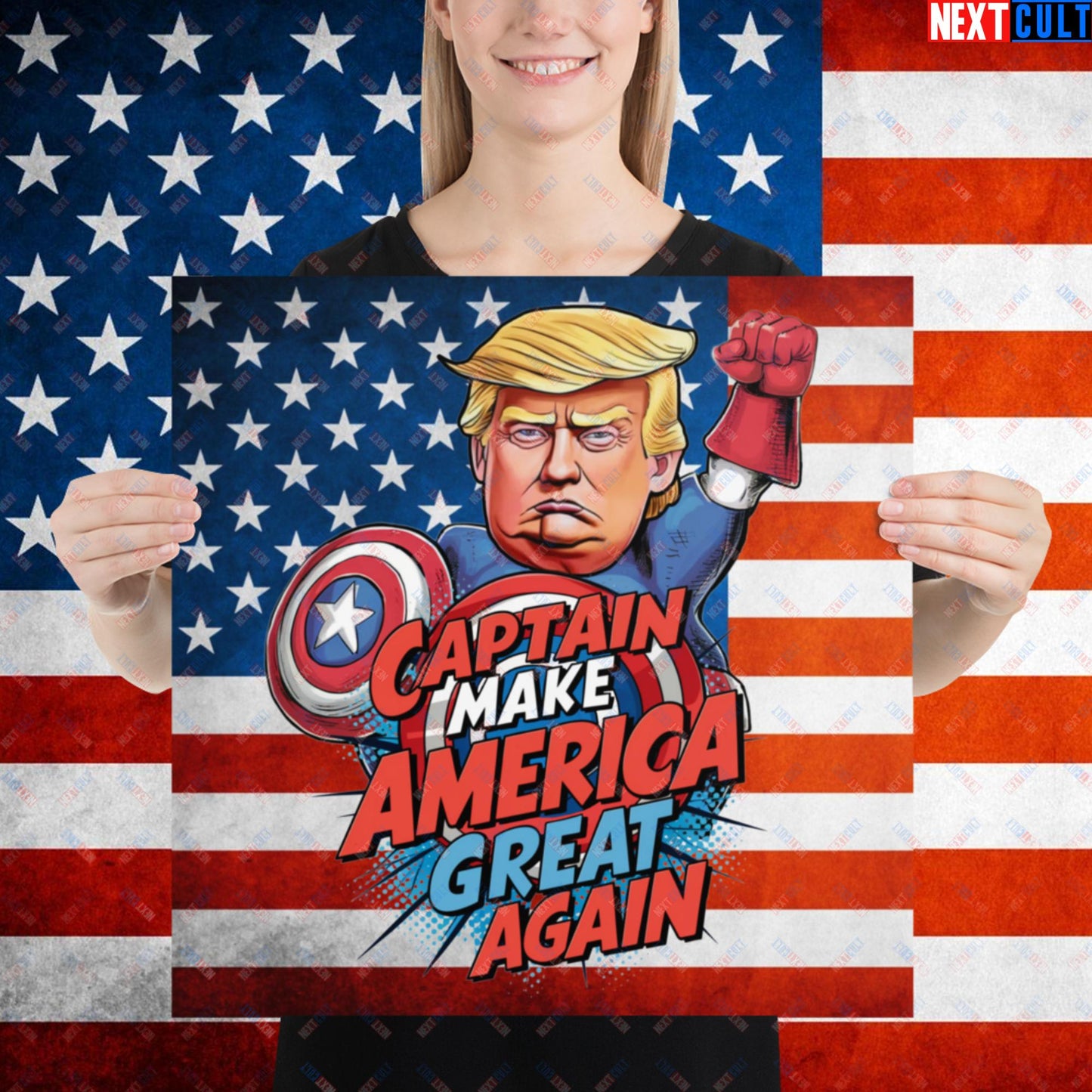 Funny Donald Trump Captain Make America Great Again MAGA Poster 18″×18″ Posters Conspiracy Theories Donald Trump Politics Republicans Next Cult Brand