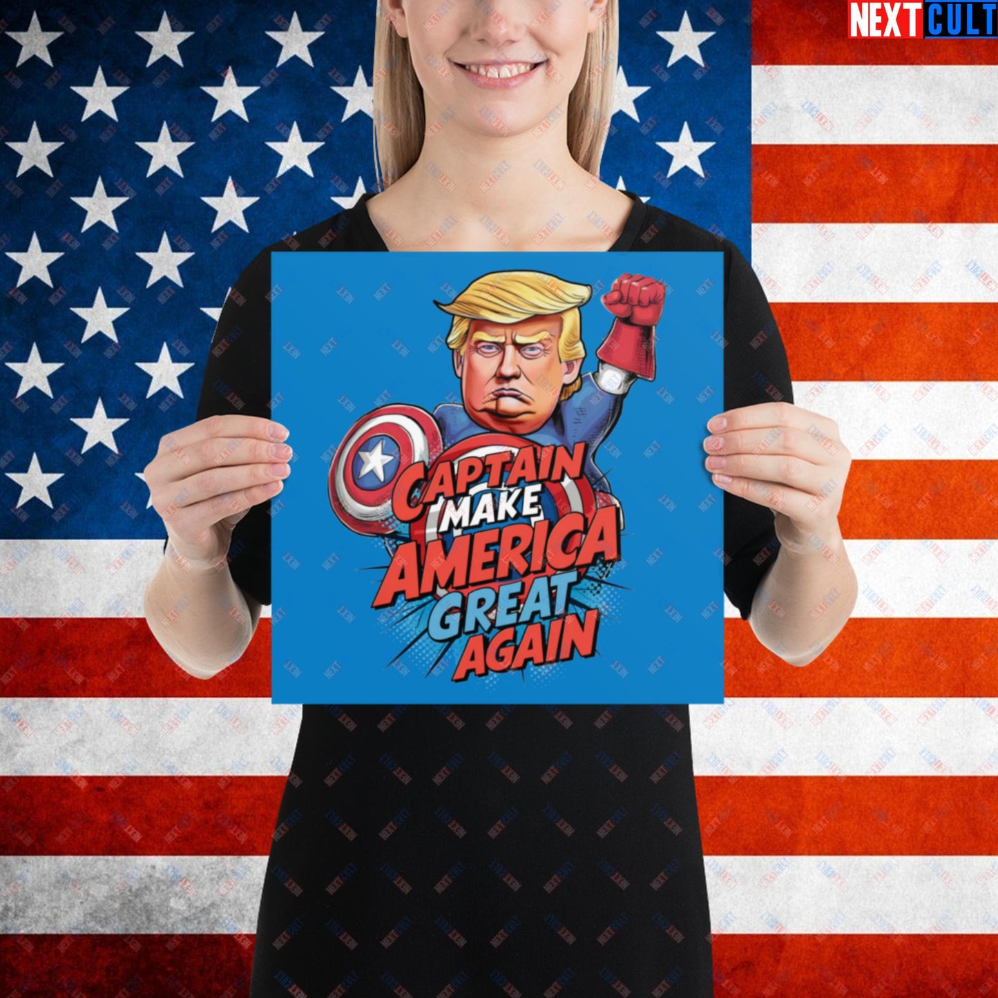 Funny Donald Trump Captain Make America Great Again MAGA Poster 12″×12″ Posters Conspiracy Theories Donald Trump Politics Republicans Next Cult Brand