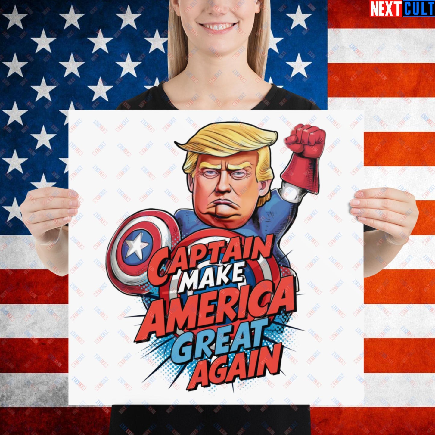 Funny Donald Trump Captain Make America Great Again MAGA Poster 18″×18″ Posters Conspiracy Theories Donald Trump Politics Republicans Next Cult Brand
