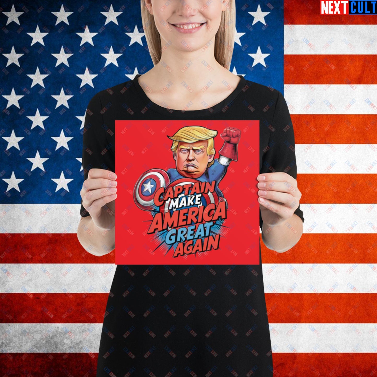 Funny Donald Trump Captain Make America Great Again MAGA Poster 10″×10″ Posters Conspiracy Theories Donald Trump Politics Republicans Next Cult Brand