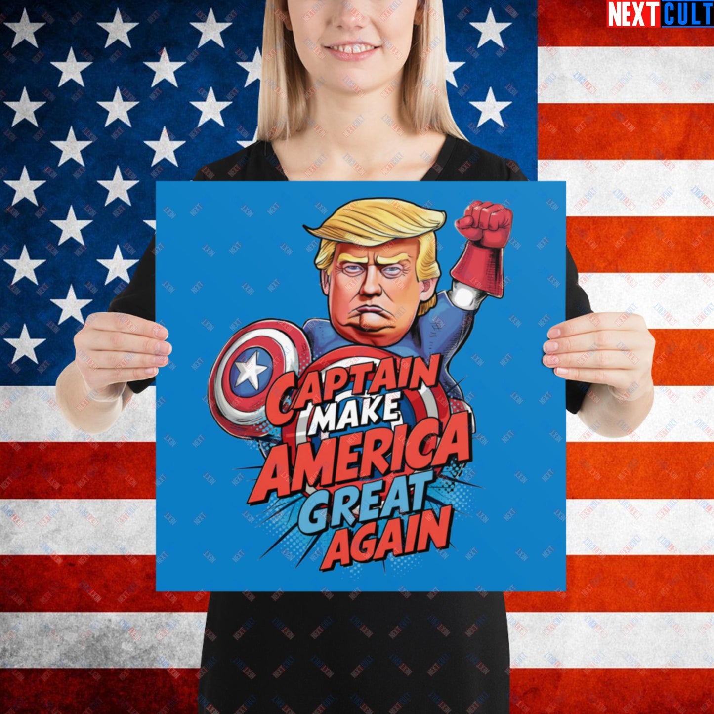 Funny Donald Trump Captain Make America Great Again MAGA Poster 16″×16″ Posters Conspiracy Theories Donald Trump Politics Republicans Next Cult Brand