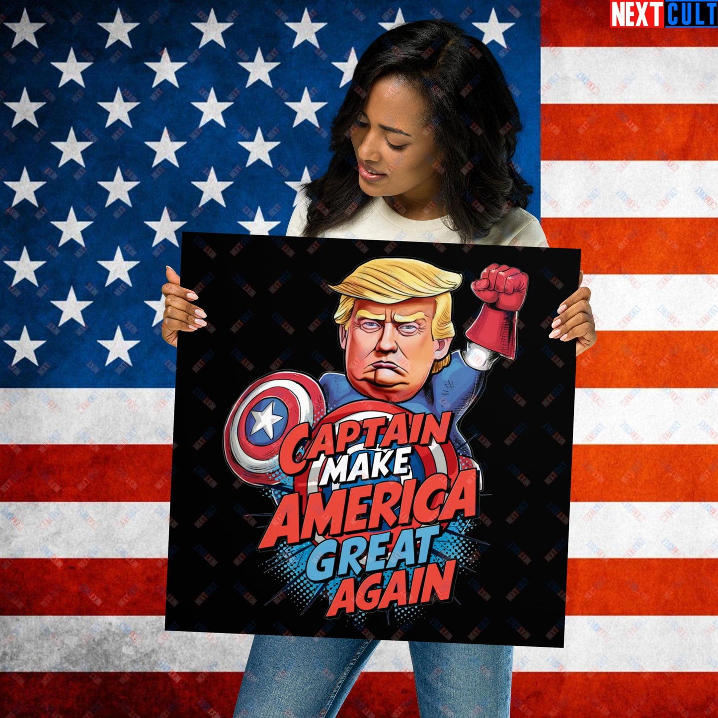 Funny Donald Trump Captain Make America Great Again MAGA Poster 18″×18″ Posters Conspiracy Theories Donald Trump Politics Republicans Next Cult Brand