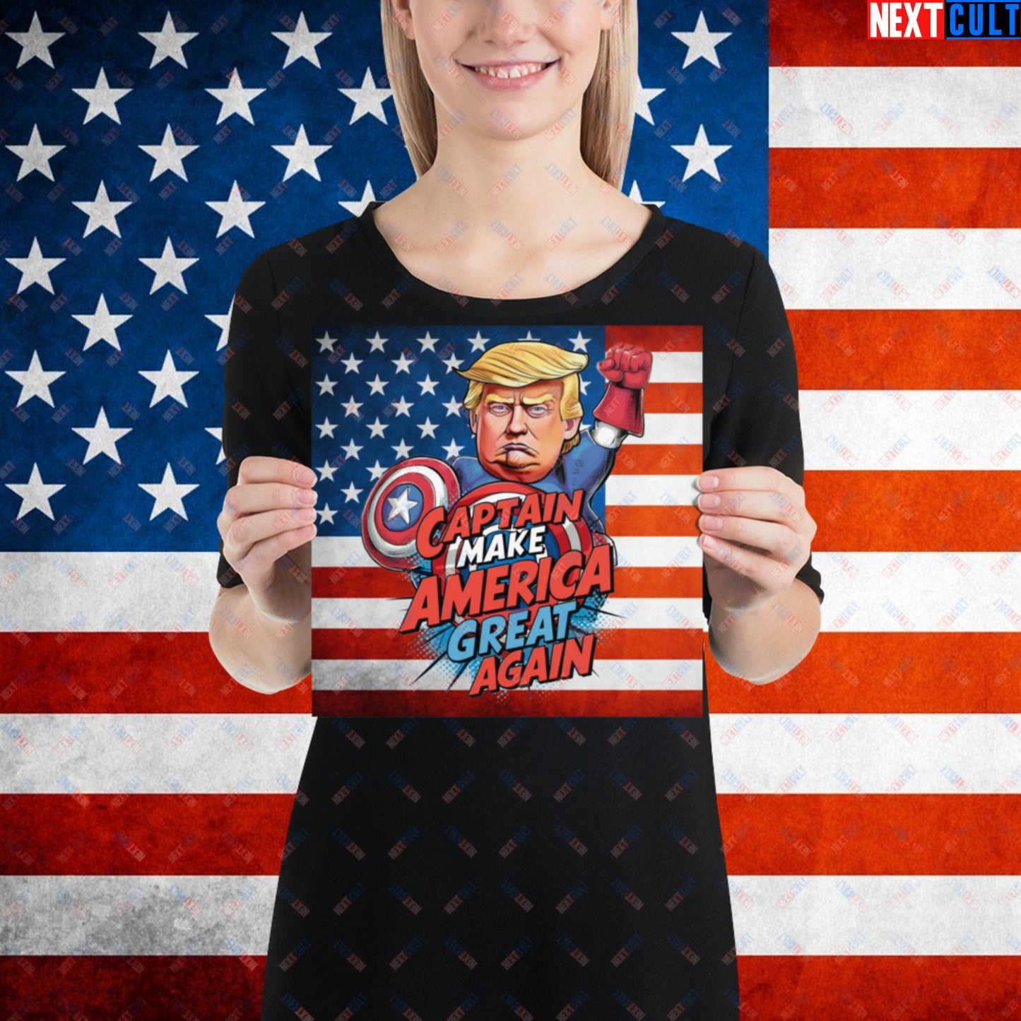 Funny Donald Trump Captain Make America Great Again MAGA Poster 10″×10″ Posters Conspiracy Theories Donald Trump Politics Republicans Next Cult Brand