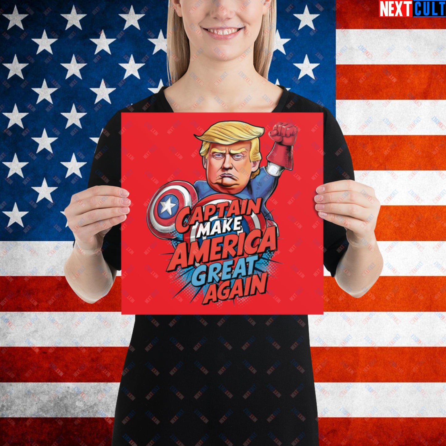 Funny Donald Trump Captain Make America Great Again MAGA Poster 12″×12″ Posters Conspiracy Theories Donald Trump Politics Republicans Next Cult Brand