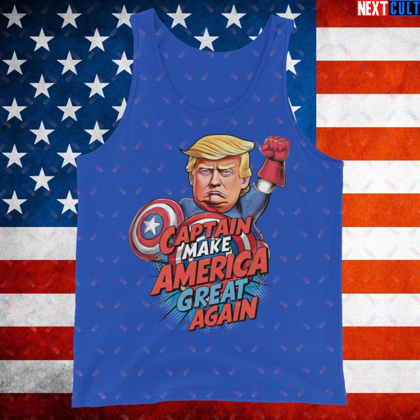 Funny Donald Trump Captain Make America Great Again MAGA Tank Top True Royal Tank Tops Conspiracy Theories Donald Trump Politics Republicans Next Cult Brand