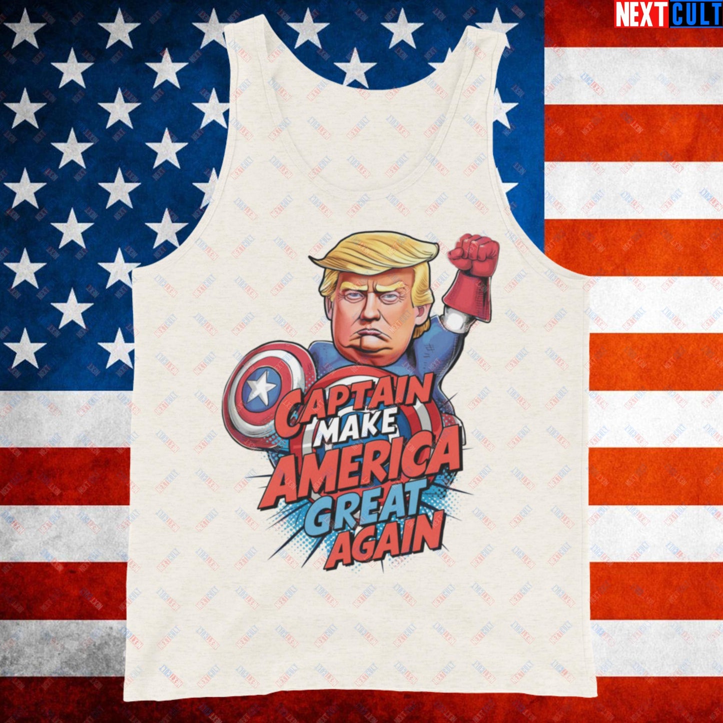 Funny Donald Trump Captain Make America Great Again MAGA Tank Top Oatmeal Triblend Tank Tops Conspiracy Theories Donald Trump Politics Republicans Next Cult Brand