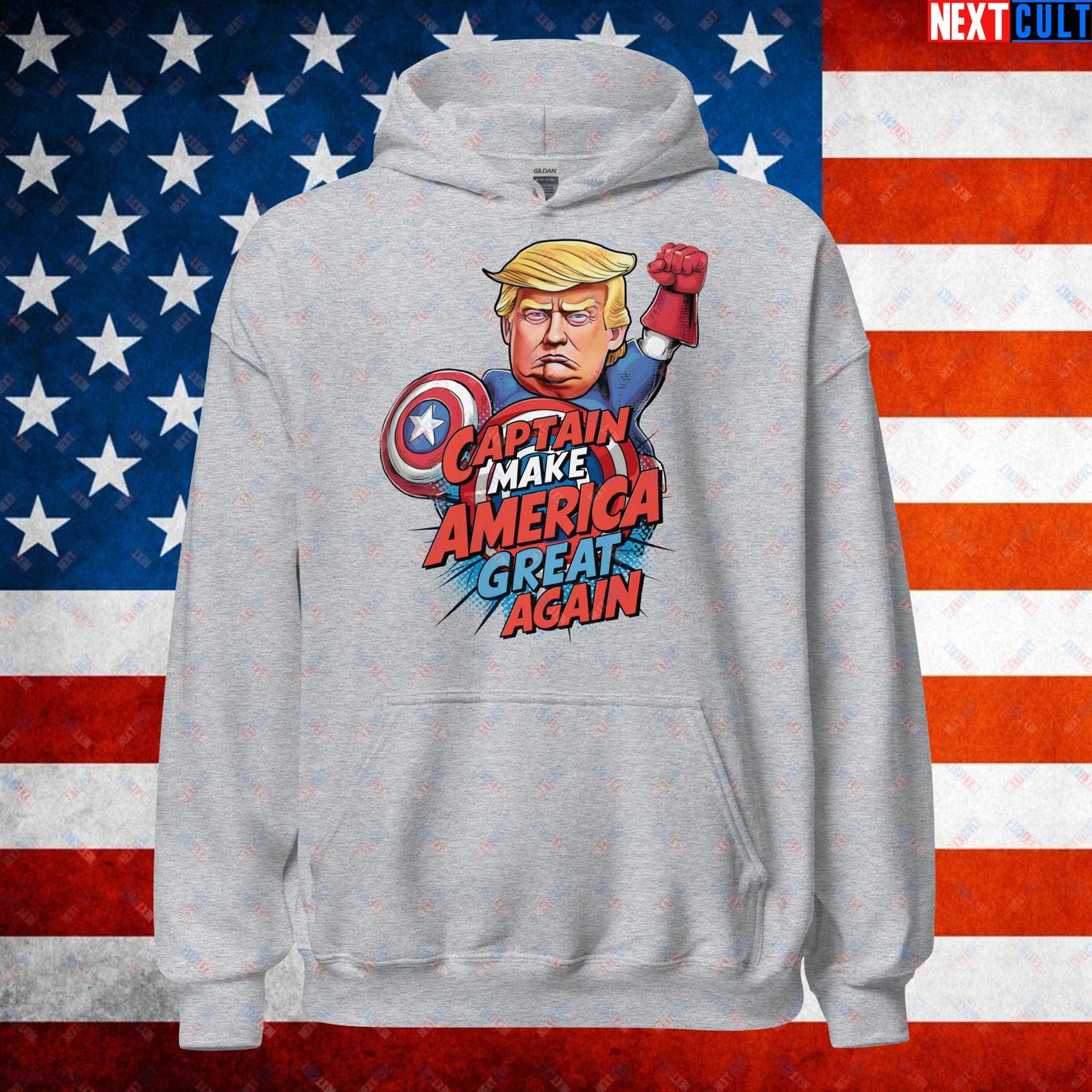 Funny Donald Trump Captain Make America Great Again MAGA Unisex Hoodie Sport Grey Hoodies Conspiracy Theories Donald Trump Politics Republicans Next Cult Brand