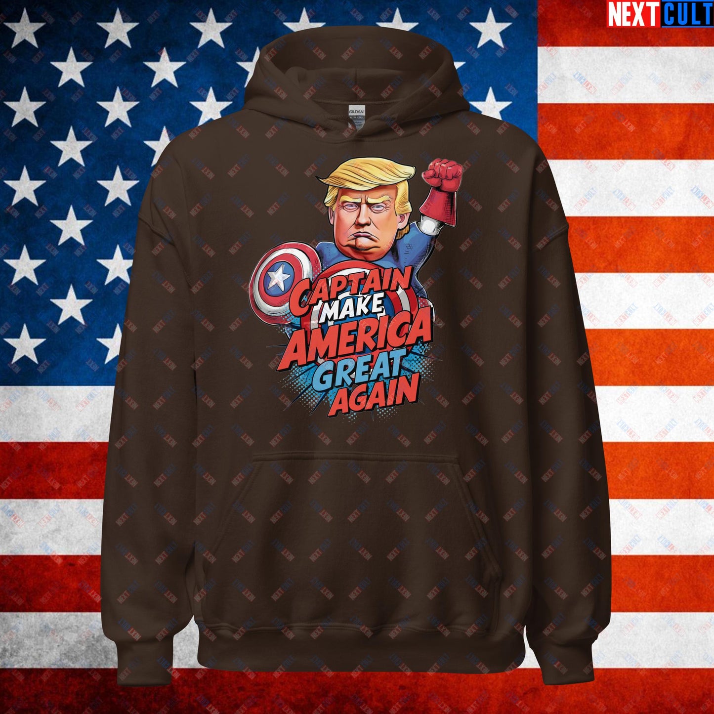 Funny Donald Trump Captain Make America Great Again MAGA Unisex Hoodie Dark Chocolate Hoodies Conspiracy Theories Donald Trump Politics Republicans Next Cult Brand
