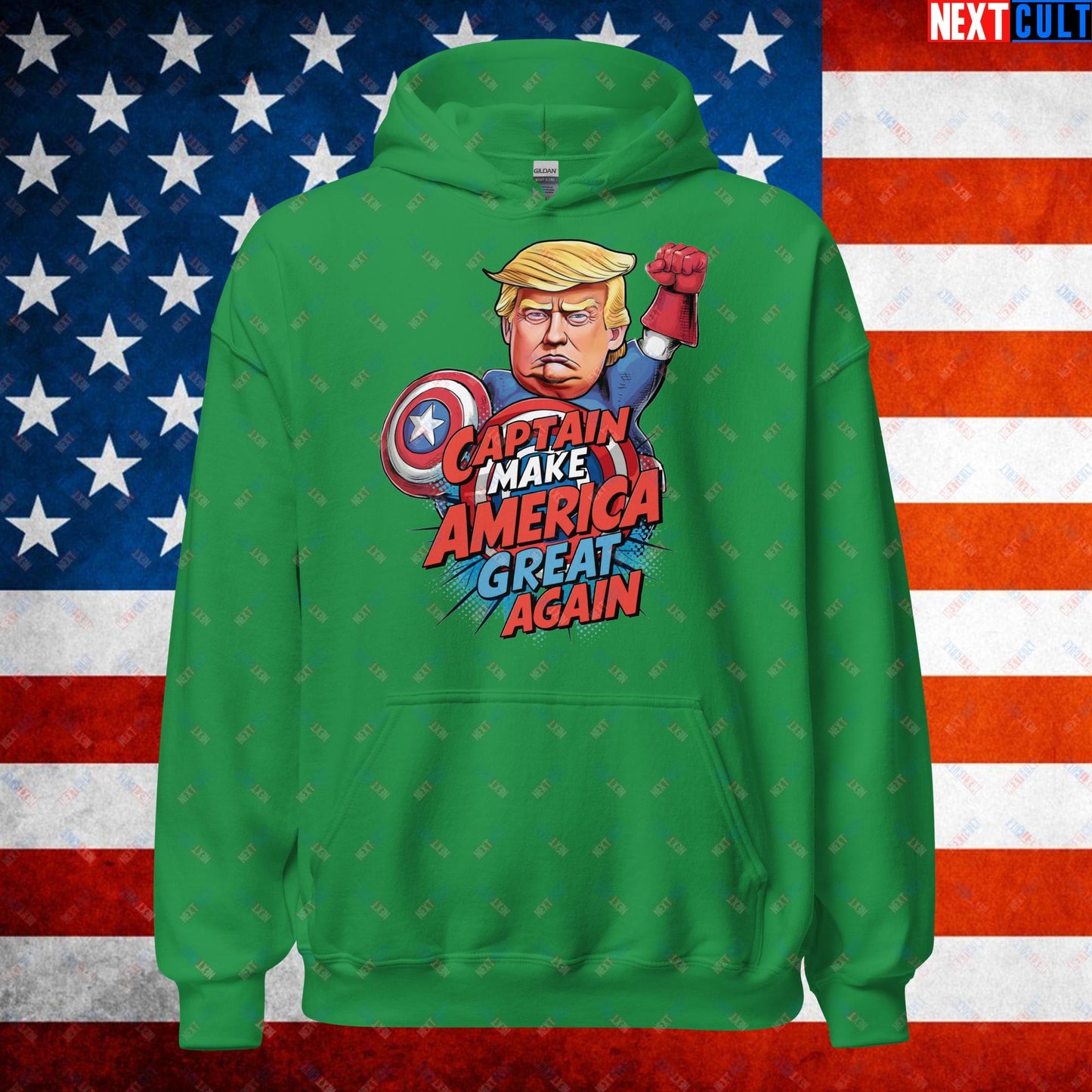 Funny Donald Trump Captain Make America Great Again MAGA Unisex Hoodie Irish Green Hoodies Conspiracy Theories Donald Trump Politics Republicans Next Cult Brand