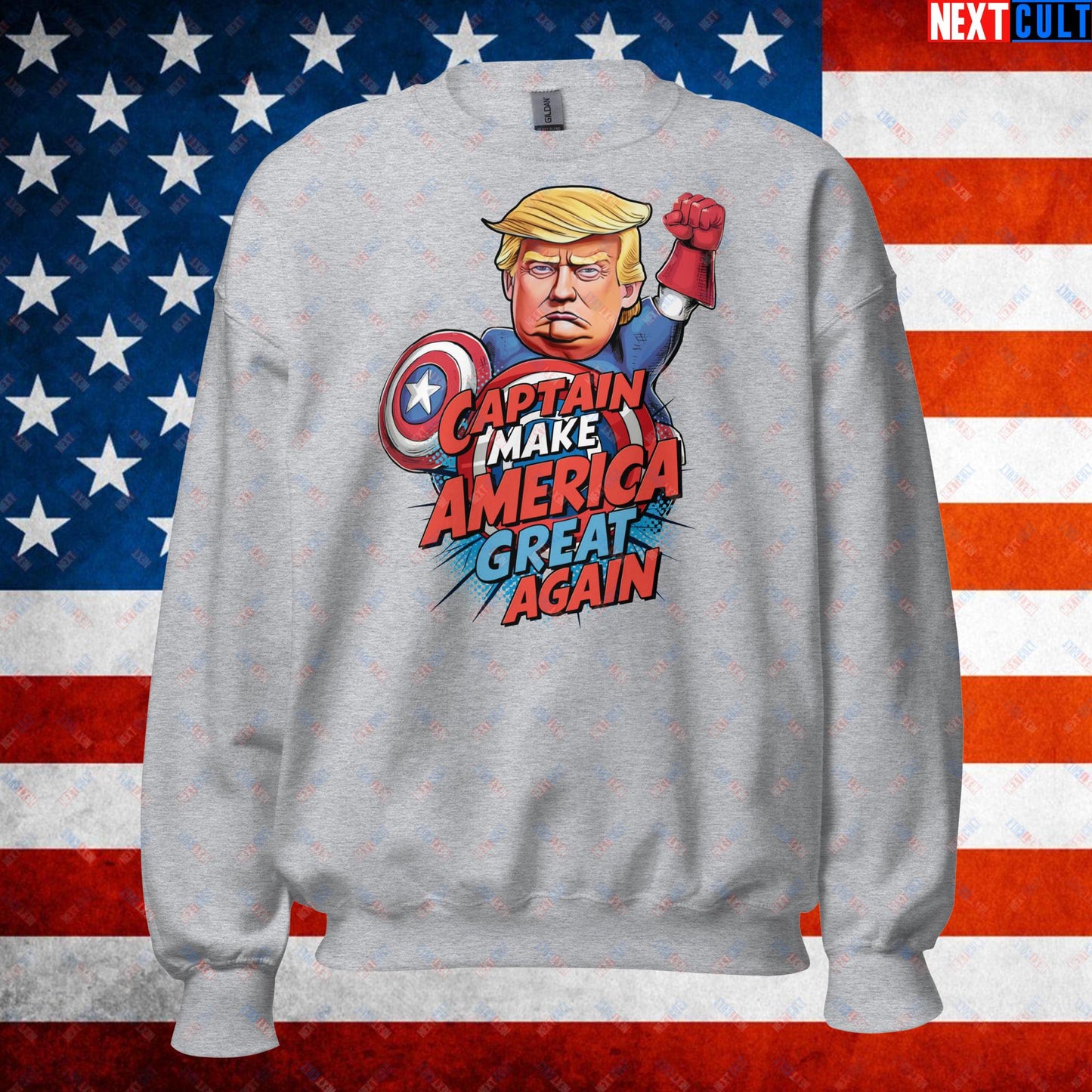 Funny Donald Trump Captain Make America Great Again MAGA Unisex Sweatshirt Sport Grey Sweatshirts Conspiracy Theories Donald Trump Politics Republicans Next Cult Brand