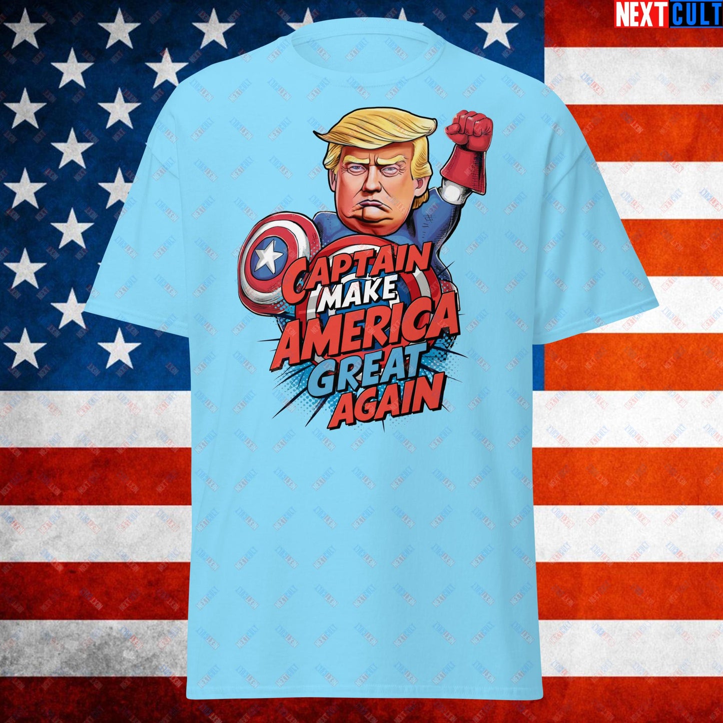 Funny Donald Trump Captain Make America Great Again MAGA Unisex tee Sky T-shirts Conspiracy Theories Donald Trump Politics Republicans Next Cult Brand