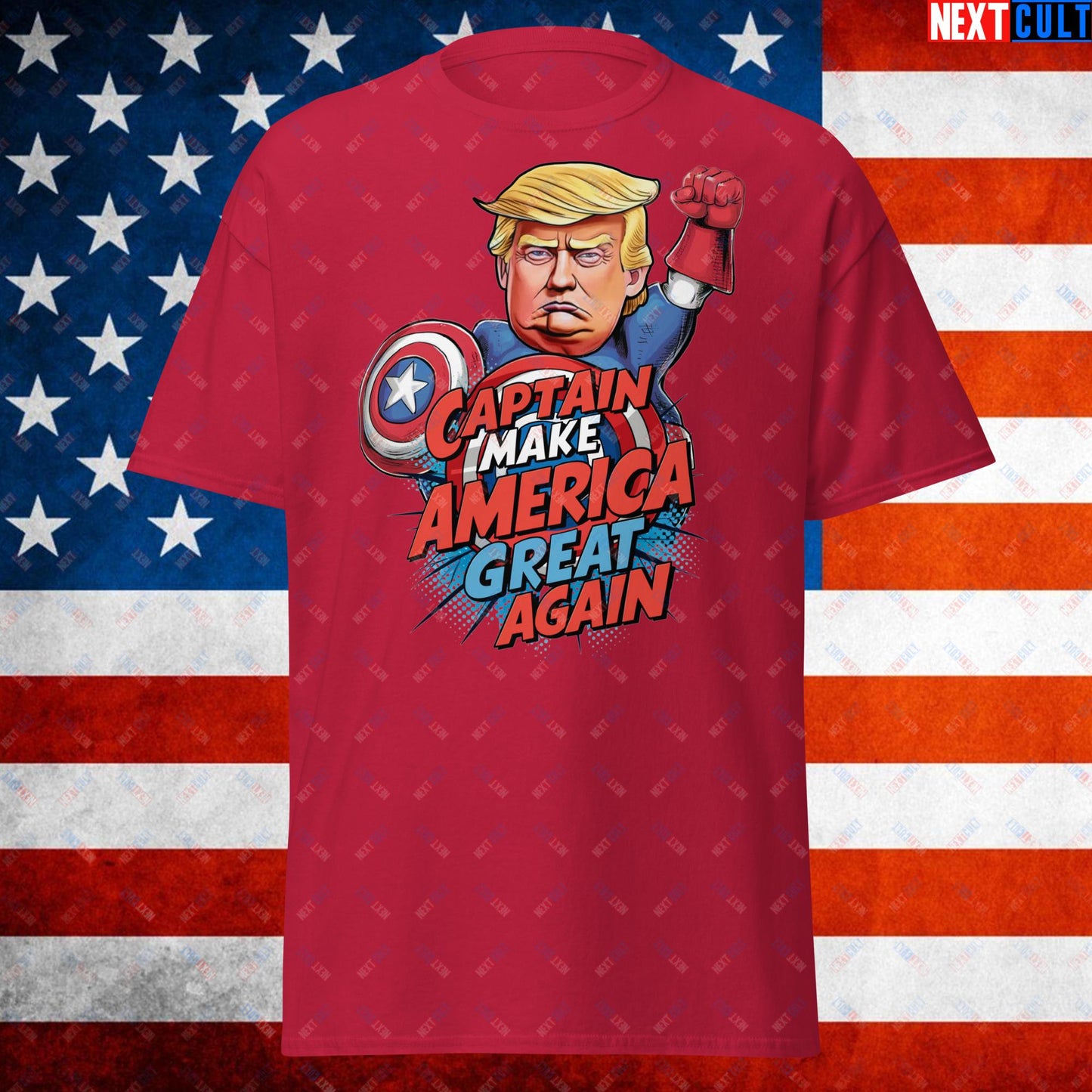 Funny Donald Trump Captain Make America Great Again MAGA Unisex tee Cardinal T-shirts Conspiracy Theories Donald Trump Politics Republicans Next Cult Brand